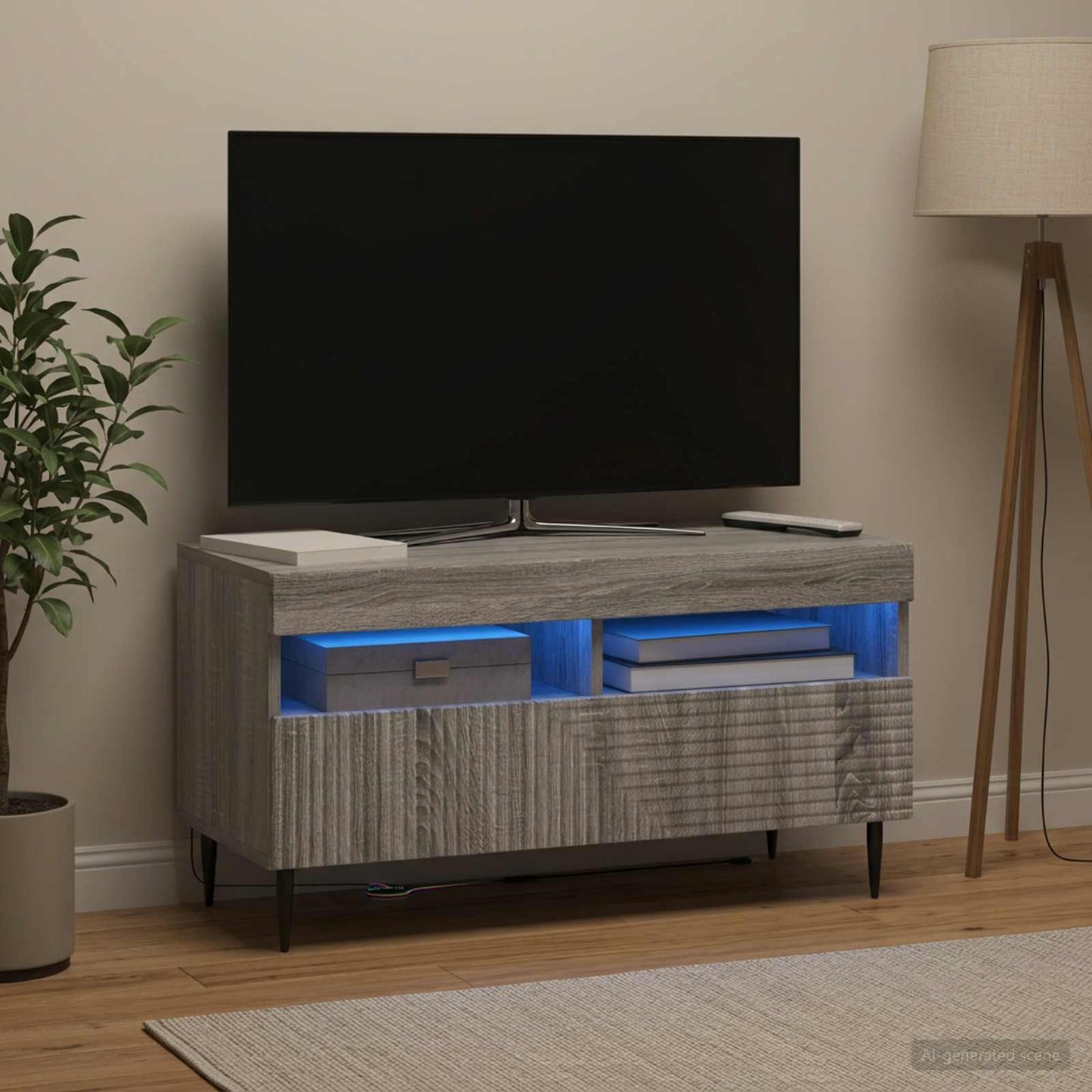 vidaXL Ντουλάπα LED Τηλεόρασης HAARLEM 81 x 35 x 43 εκ. Γκρι Sonoma