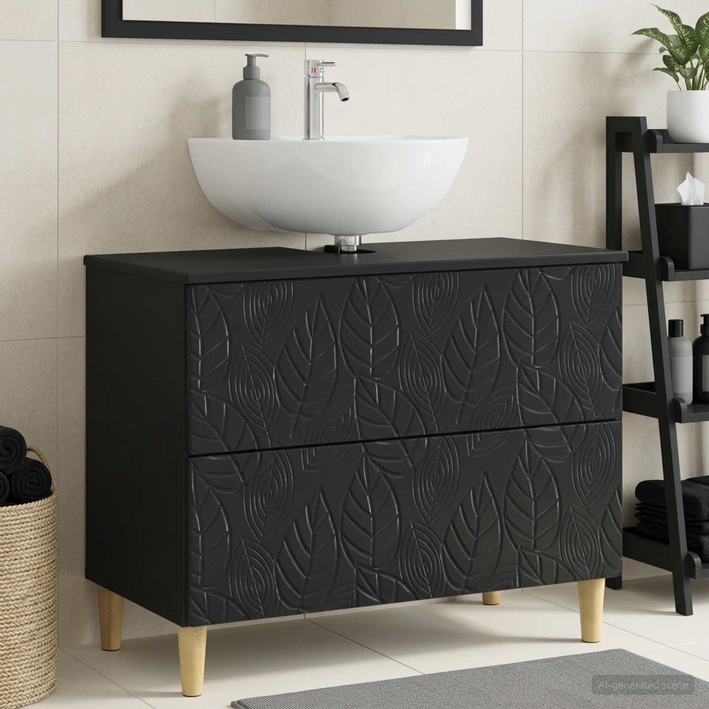 vidaXL Ντουλάπα Νιπτήρα Mπάνιου DELFT Μαύρο 82 x 41 x 59 εκ