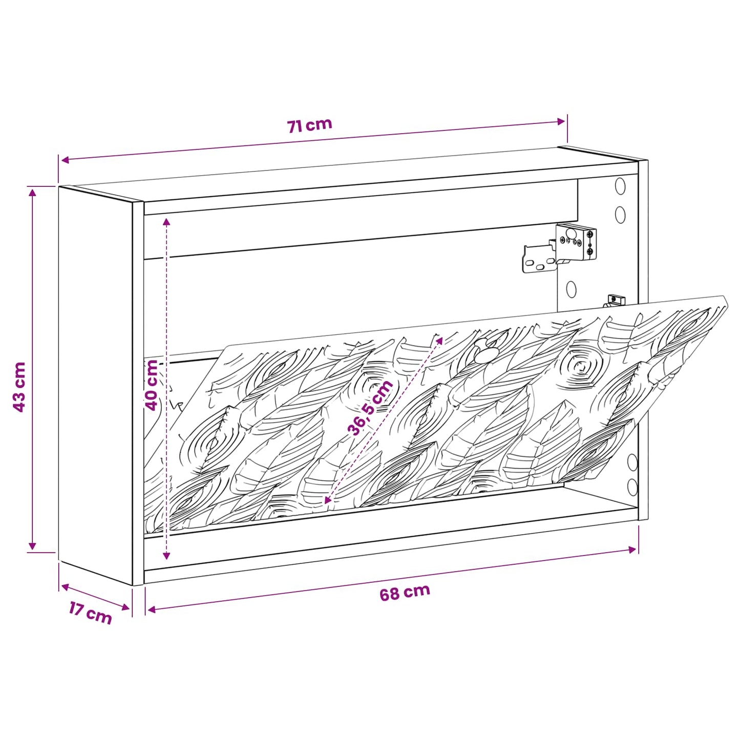 vidaXL Τοίχου Ντουλάπα Παπουτσιών DELFT 71 x 17 x 43 εκ