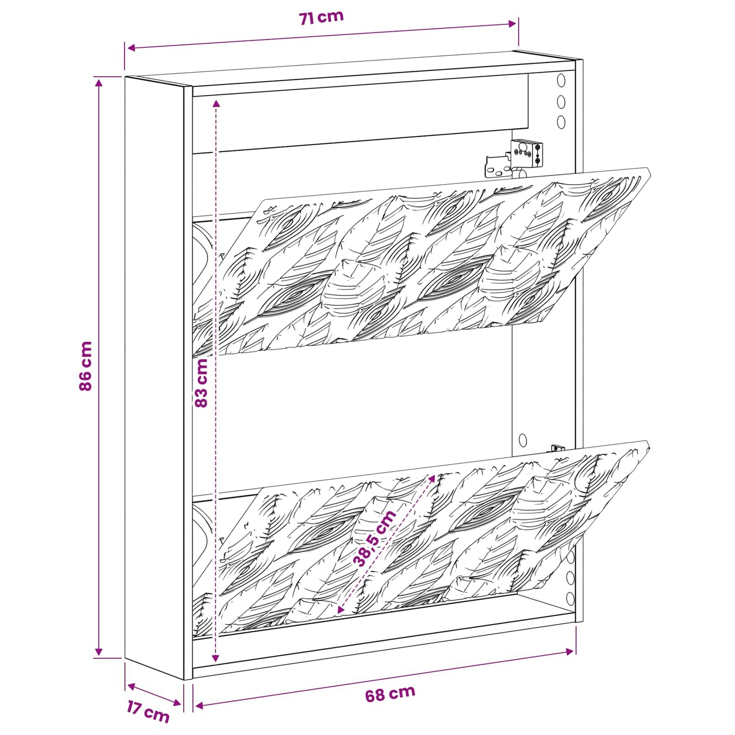 vidaXL Τοίχου Ντουλάπα Παπουτσιών DELFT 71 x 17 x 86 εκ. Μαύρο