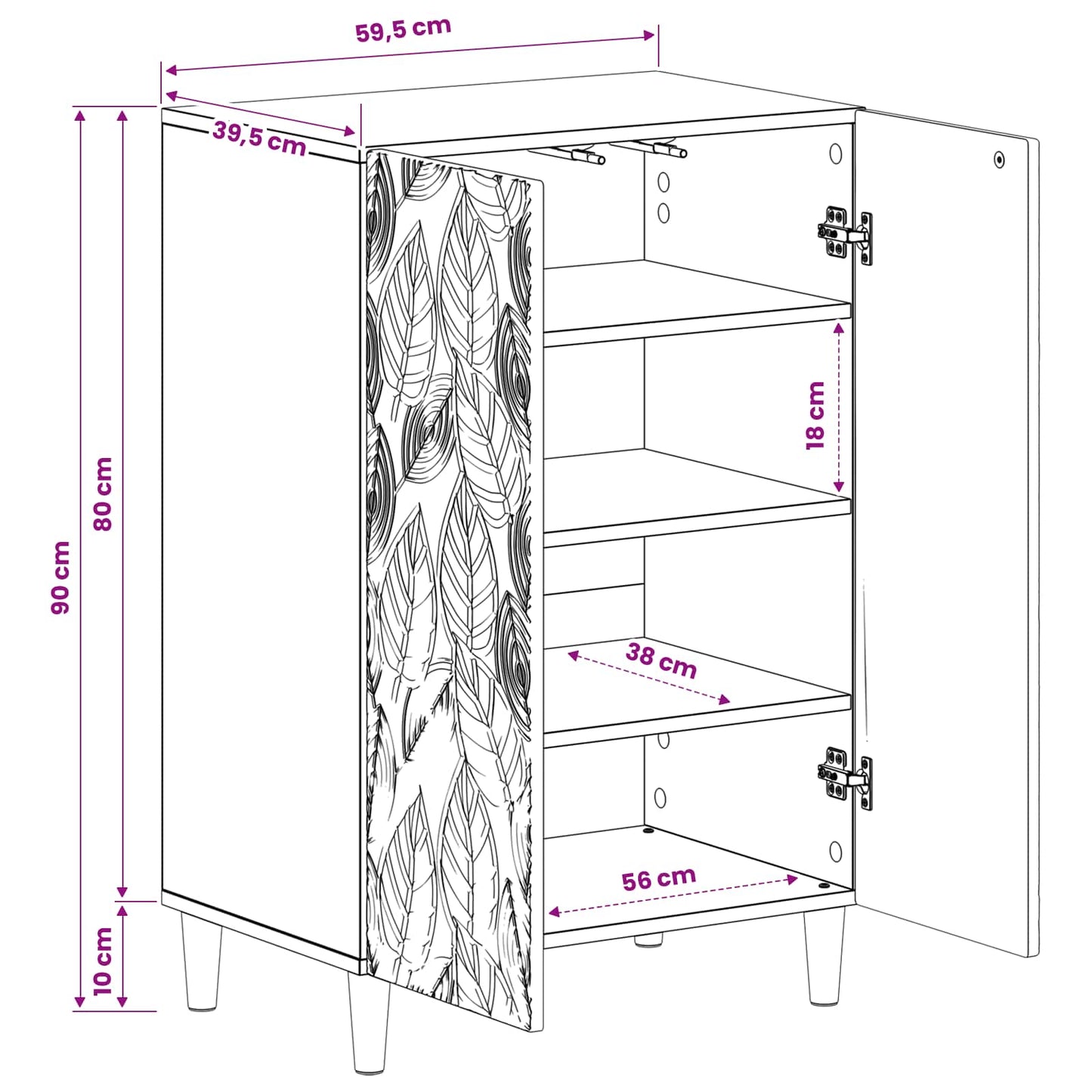 vidaXL Ντουλάπα Παπουτσιών DELFT 59,5 x 39,5 x 90 εκ. Λευκό