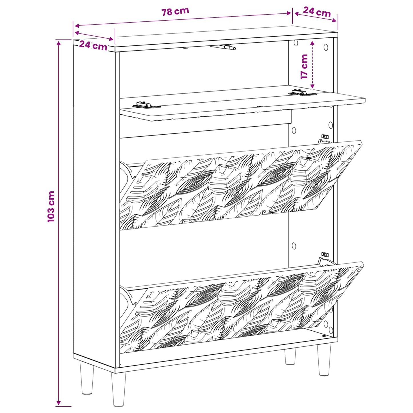 vidaXL Ντουλάπα Παπουτσιών DELFT 78 x 24 x 103 εκ. Επεξεργασμένο Ξύλο
