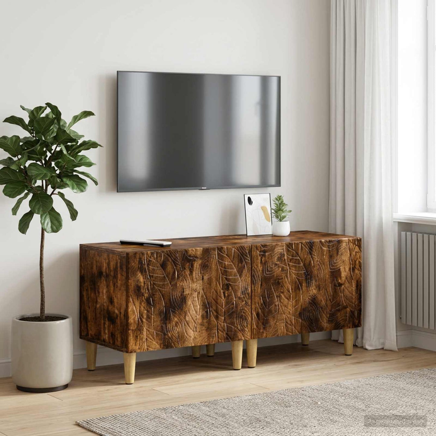 vidaXL Ντουλάπι TV Καπνισμένο Ξύλο Δρυός Επεξεργασμένο Ξύλο