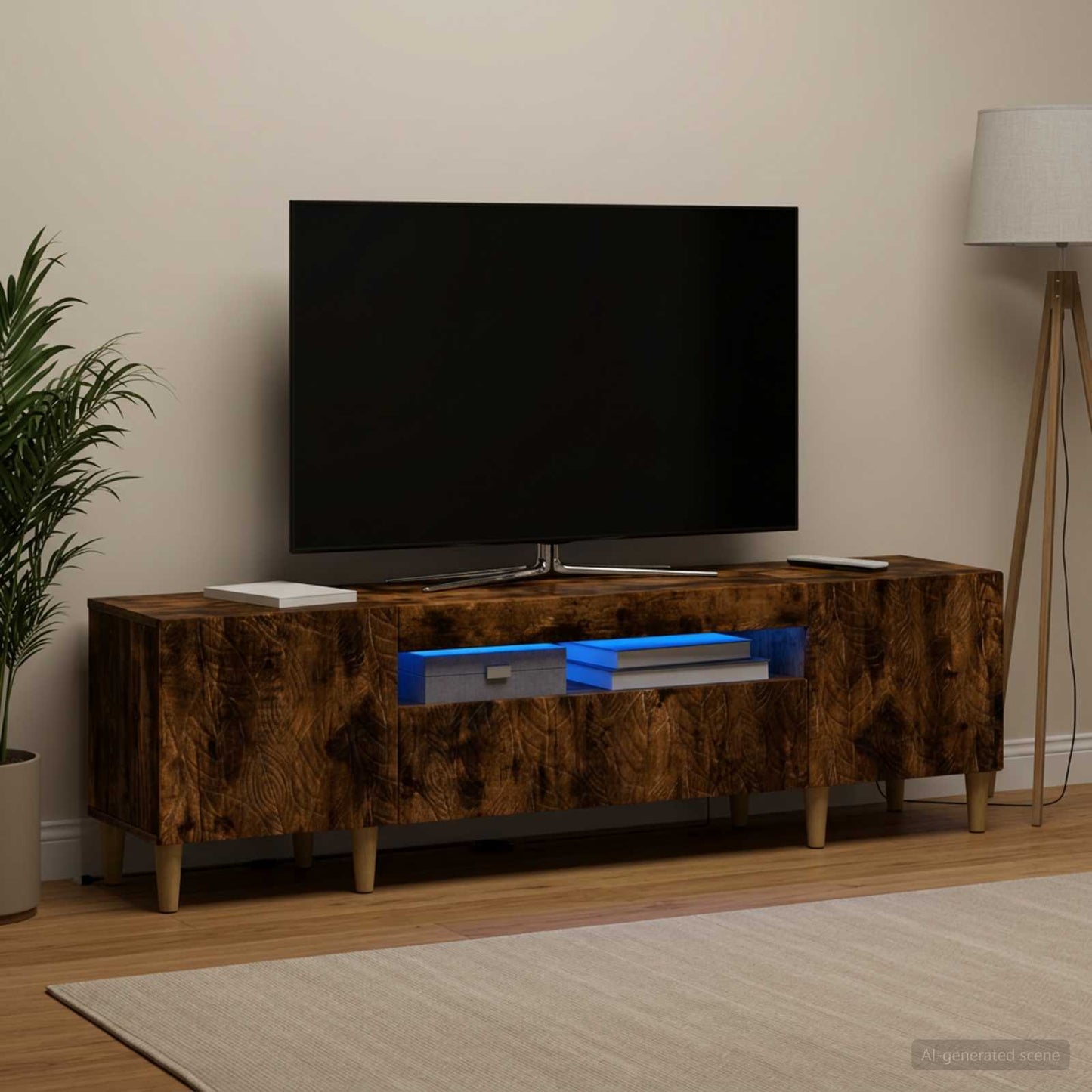 vidaXL Ντουλάπα LED Τηλεόρασης Καπνισμένο Ξύλο Δρυός