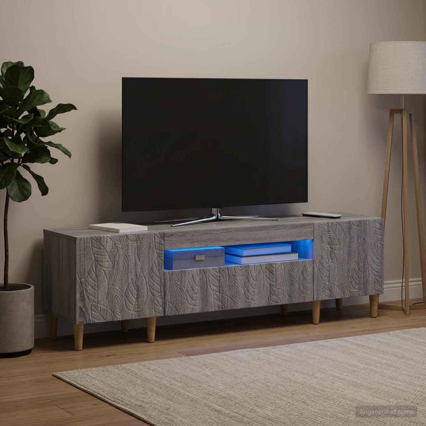 vidaXL Ντουλάπα LED Τηλεόρασης DELFT 153 x 35 x 43 εκ Γκρι Sonoma