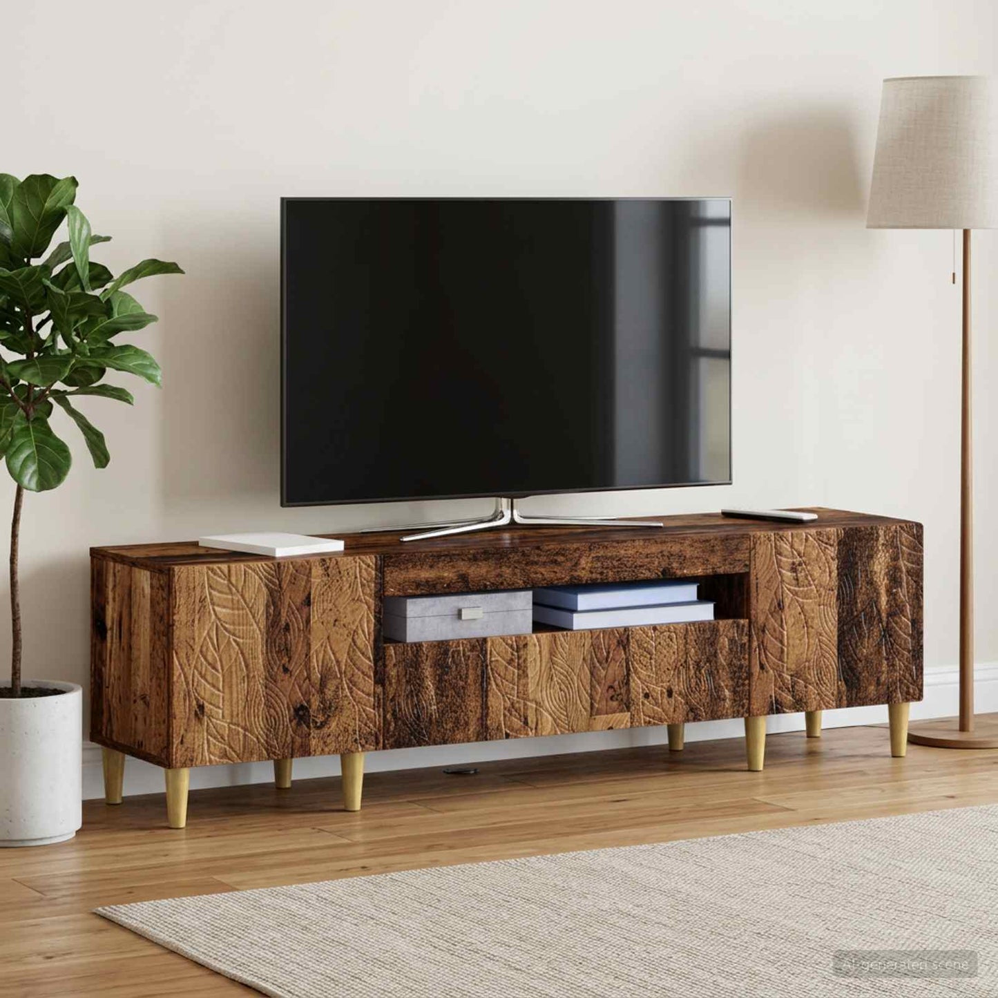 vidaXL Ντουλάπα LED Τηλεόρασης Παλαιωμένο ξύλο Επεξεργασμένο Ξύλο