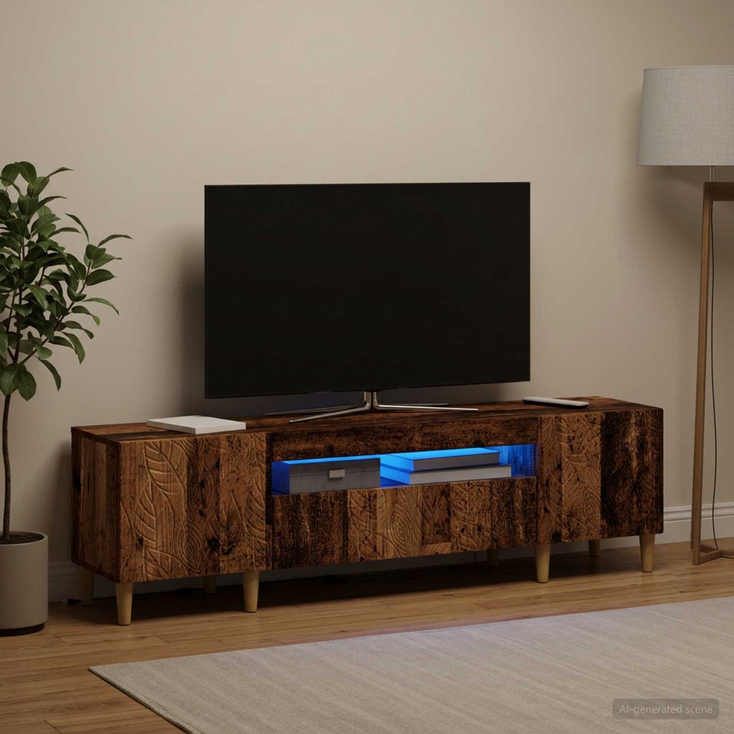 vidaXL Ντουλάπα LED Τηλεόρασης DELFT 153 x 35 x 43 εκ Παλαιωμένο ξύλο