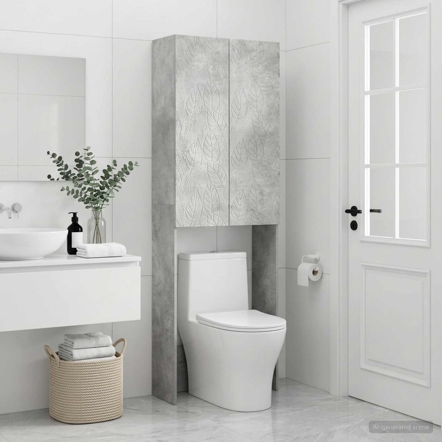 vidaXL Ντουλάπα τουαλέτας DELFT Γκρι Σκυροδέματος 66 x 25,5 x 190 εκ.