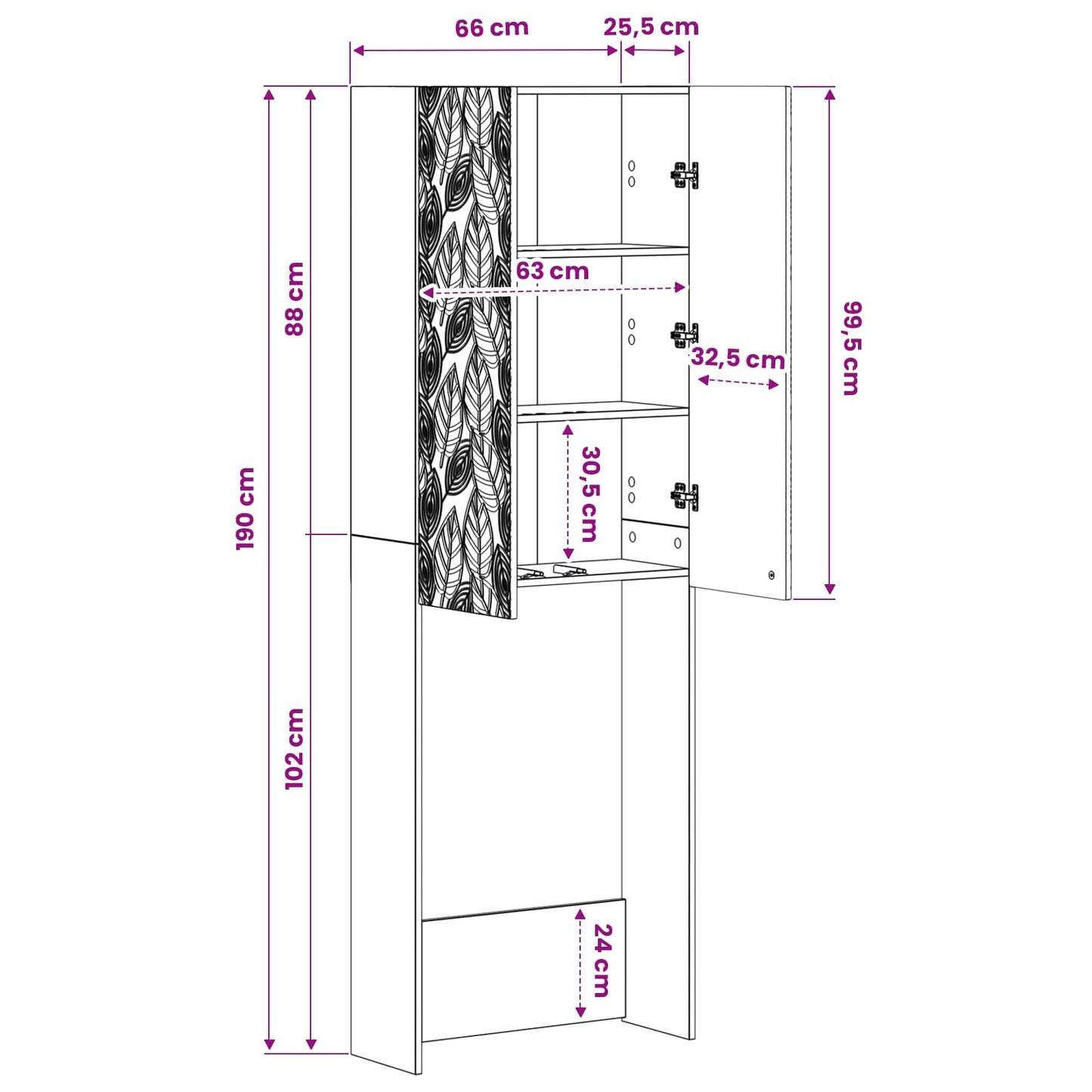 vidaXL Ντουλάπα τουαλέτας DELFT Γκρι Sonoma 66 x 25,5 x 190 εκ.