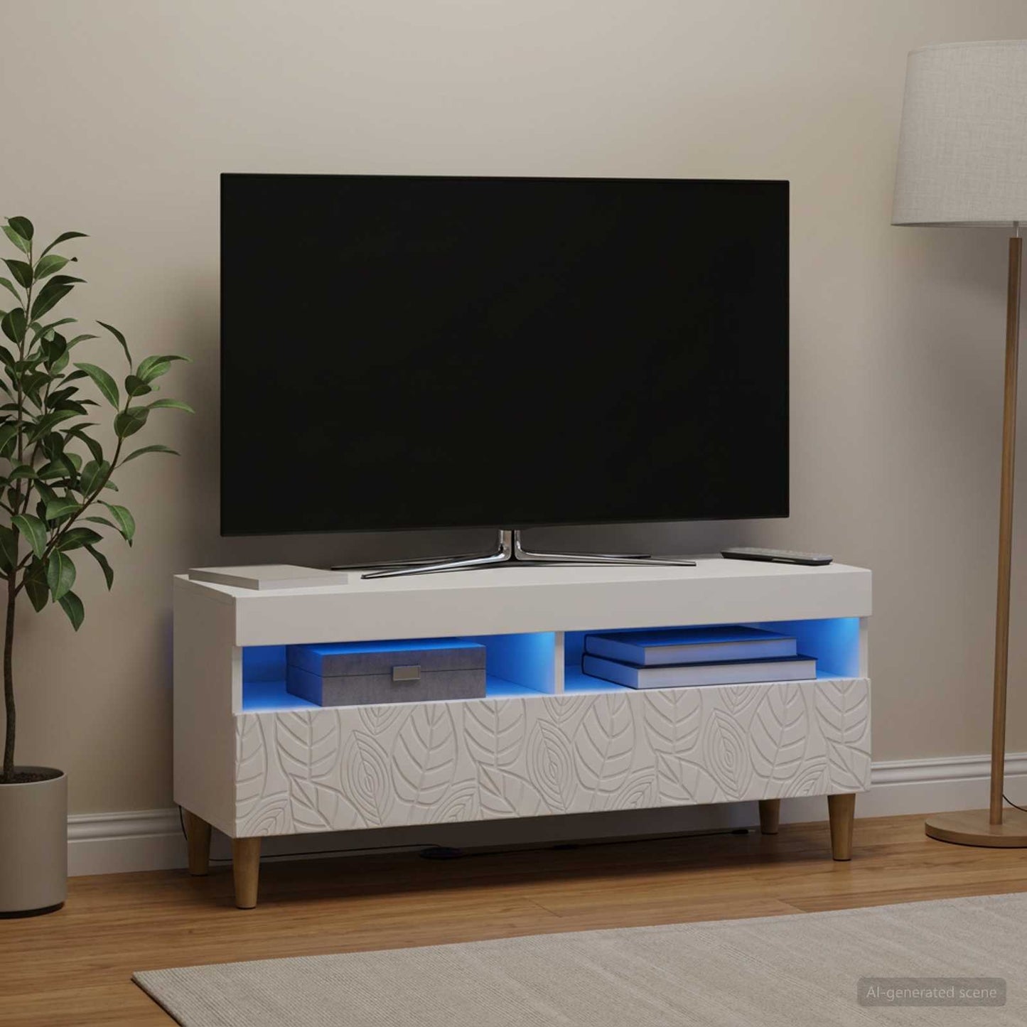 vidaXL Ντουλάπα LED Τηλεόρασης Λευκό Επεξεργασμένο Ξύλο