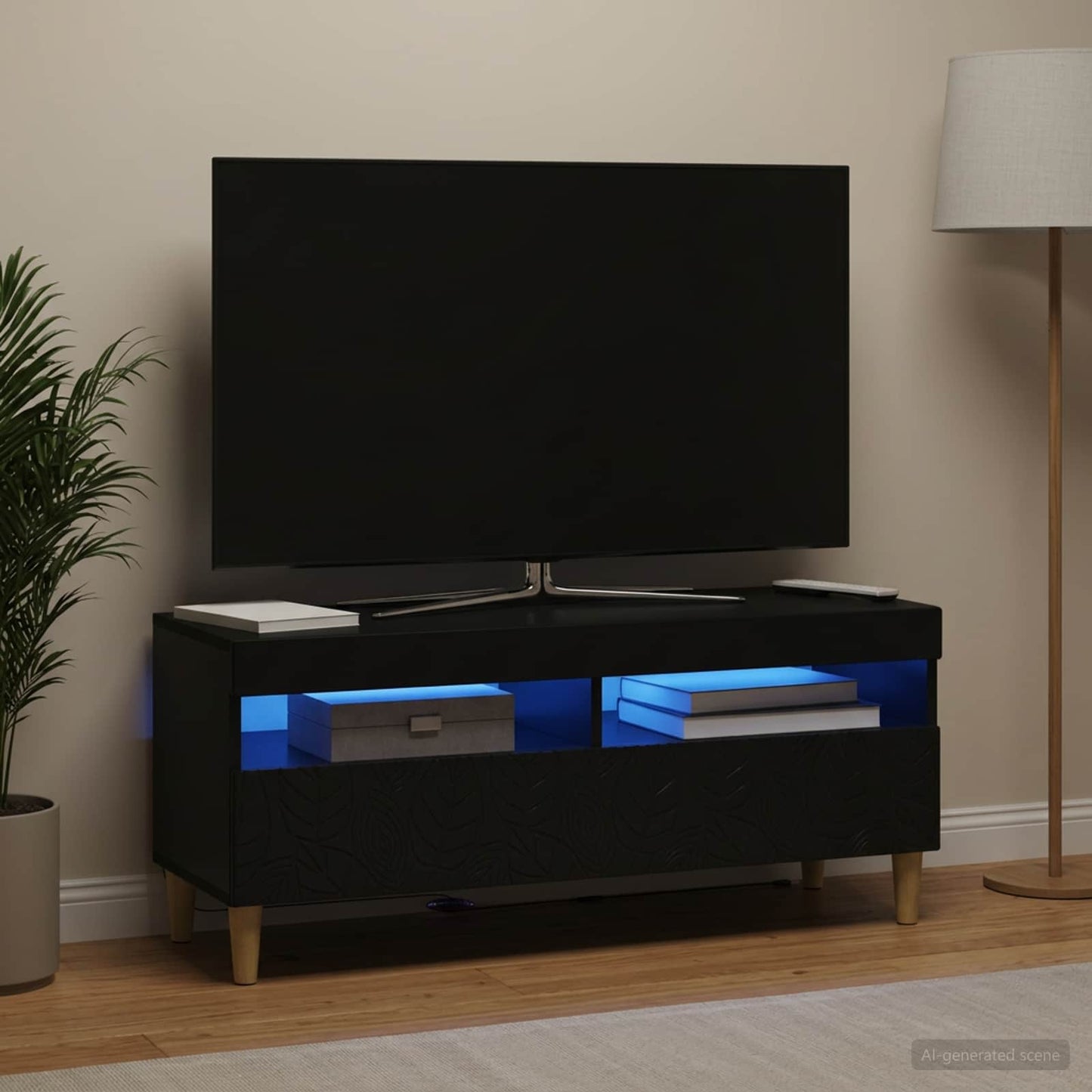 vidaXL Ντουλάπα LED Τηλεόρασης Μαύρο Επεξεργασμένο Ξύλο