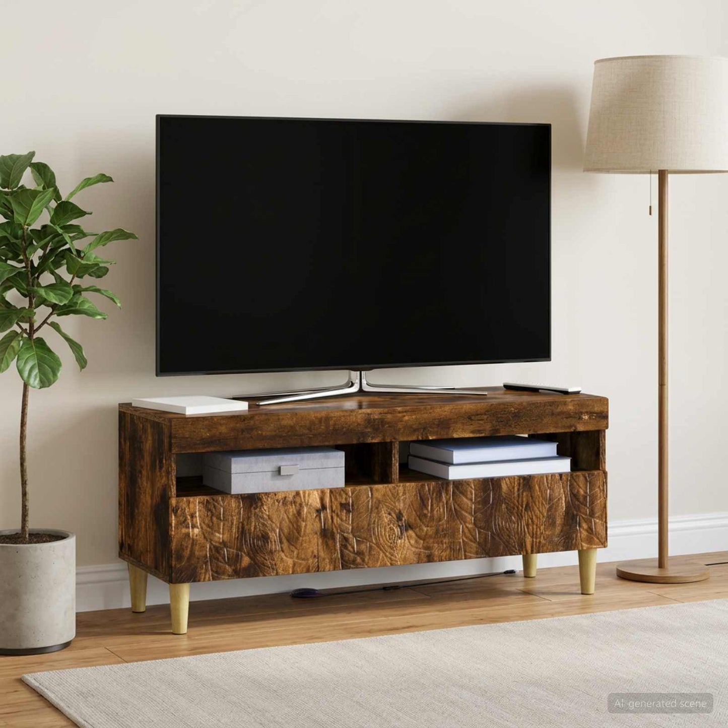 vidaXL Ντουλάπα LED Τηλεόρασης Καπνισμένο Ξύλο Δρυός