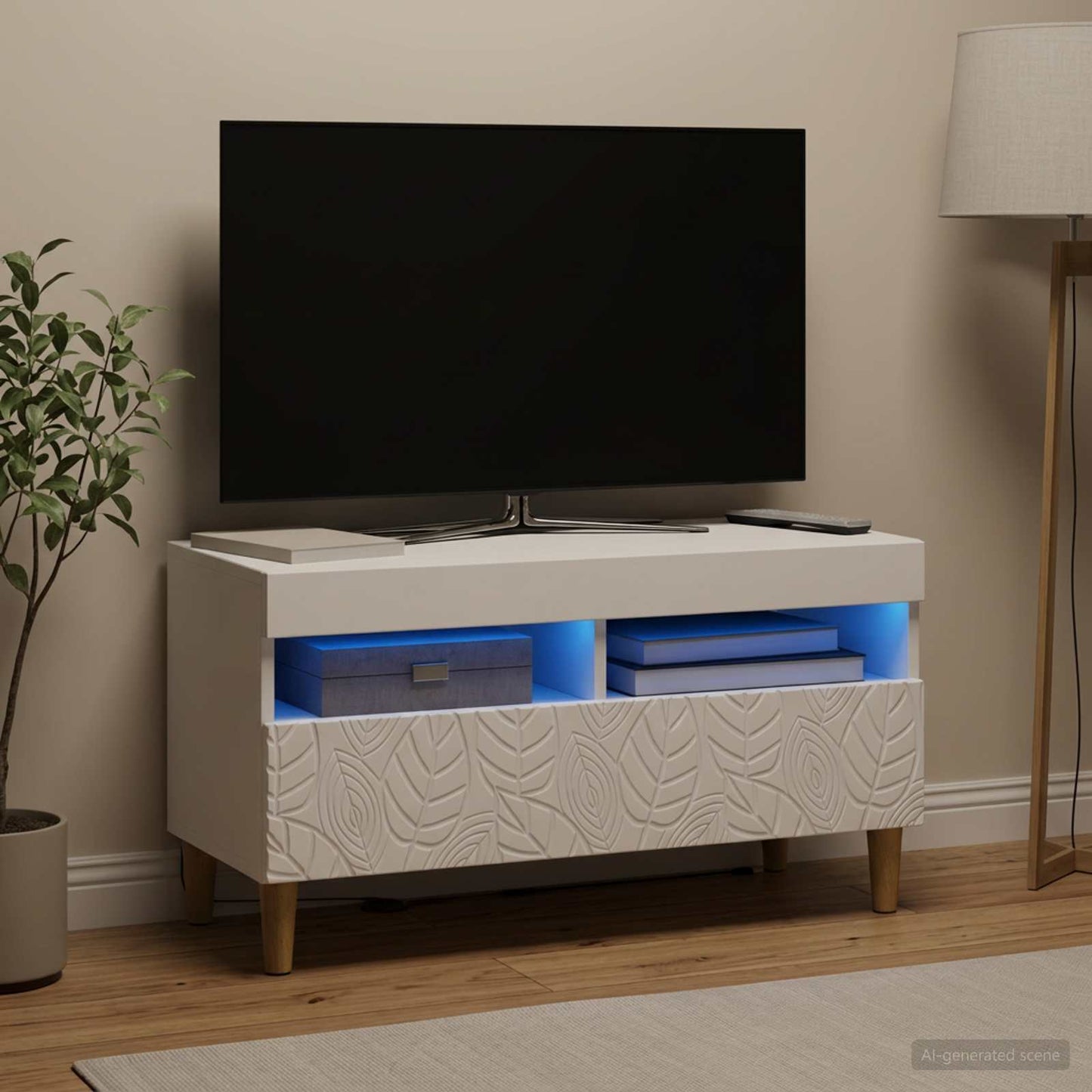 vidaXL Ντουλάπα LED Τηλεόρασης Λευκό Επεξεργασμένο Ξύλο