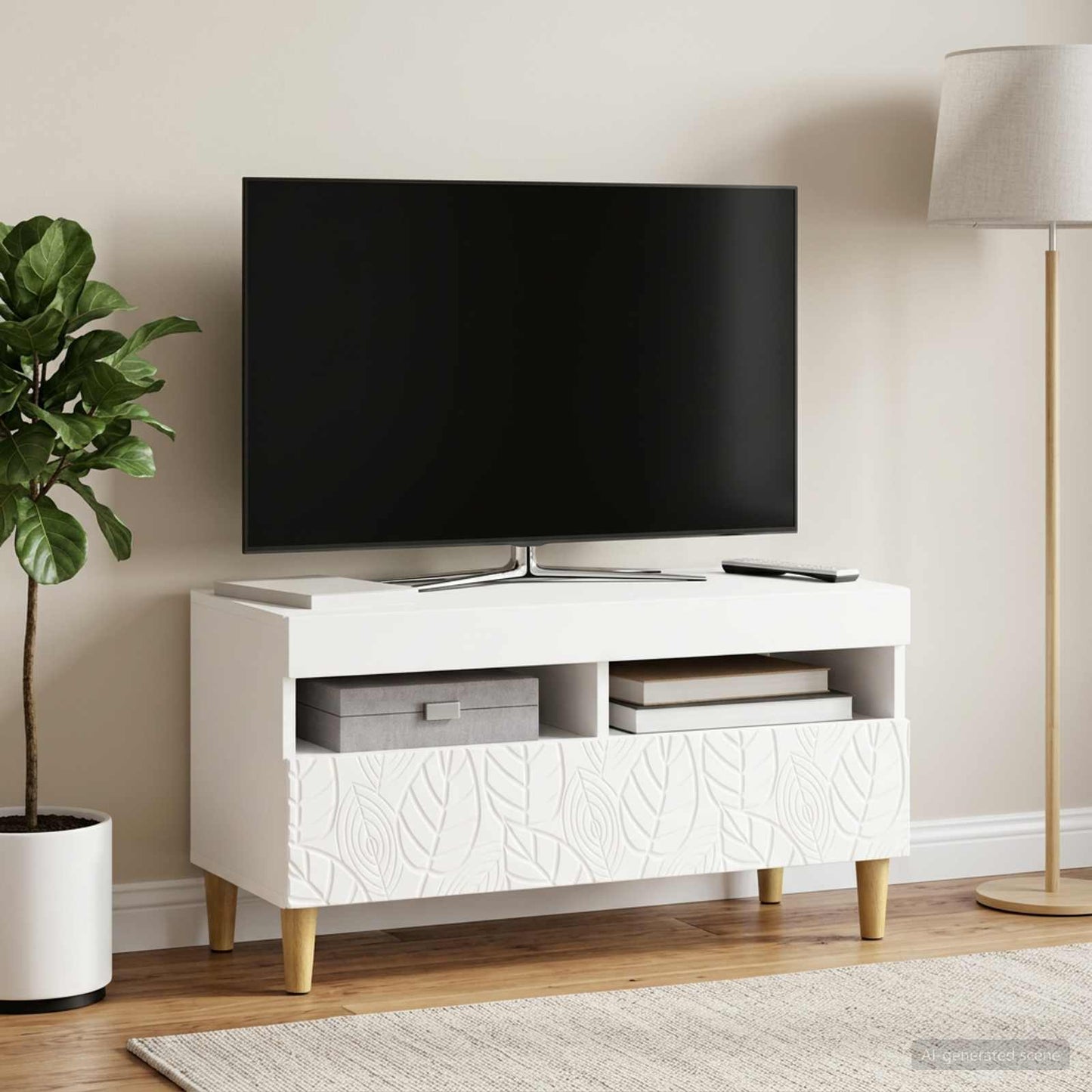 vidaXL Ντουλάπα LED Τηλεόρασης Λευκό Επεξεργασμένο Ξύλο