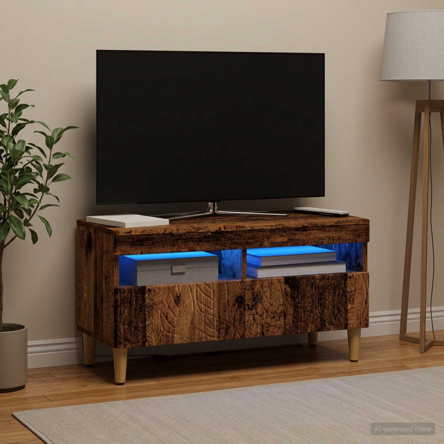 vidaXL Ντουλάπα LED Τηλεόρασης Παλαιωμένο ξύλο Επεξεργασμένο Ξύλο