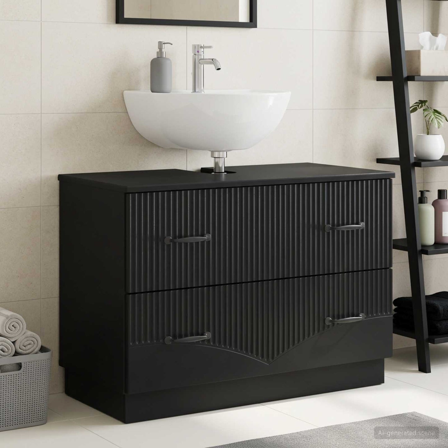 vidaXL Ντουλάπα Νιπτήρα Mπάνιου HOORN Μαύρο 82 x 41 x 56 εκ.