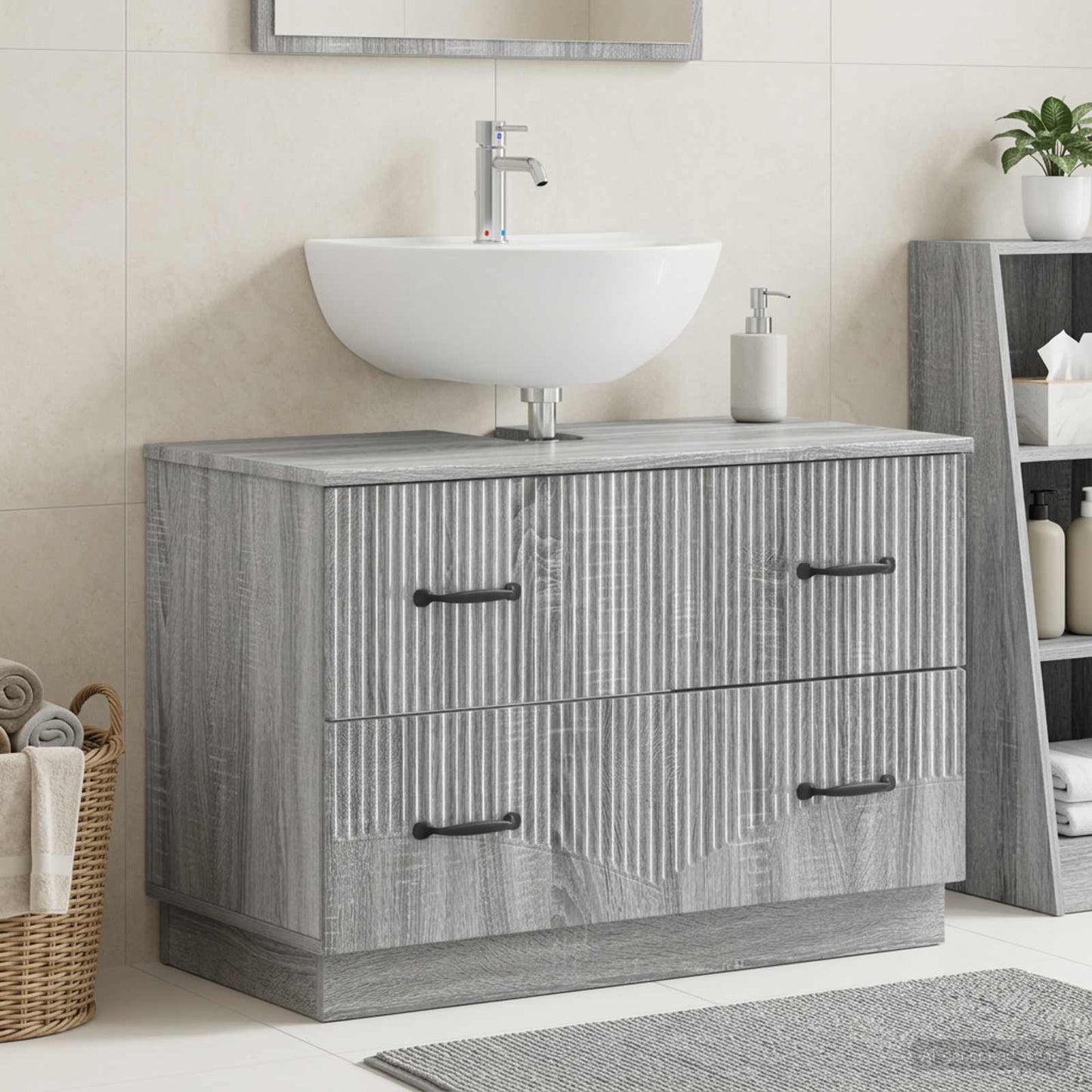 vidaXL Ντουλάπα Νιπτήρα Mπάνιου HOORN Γκρι Sonoma 82 x 41 x 56 εκ.