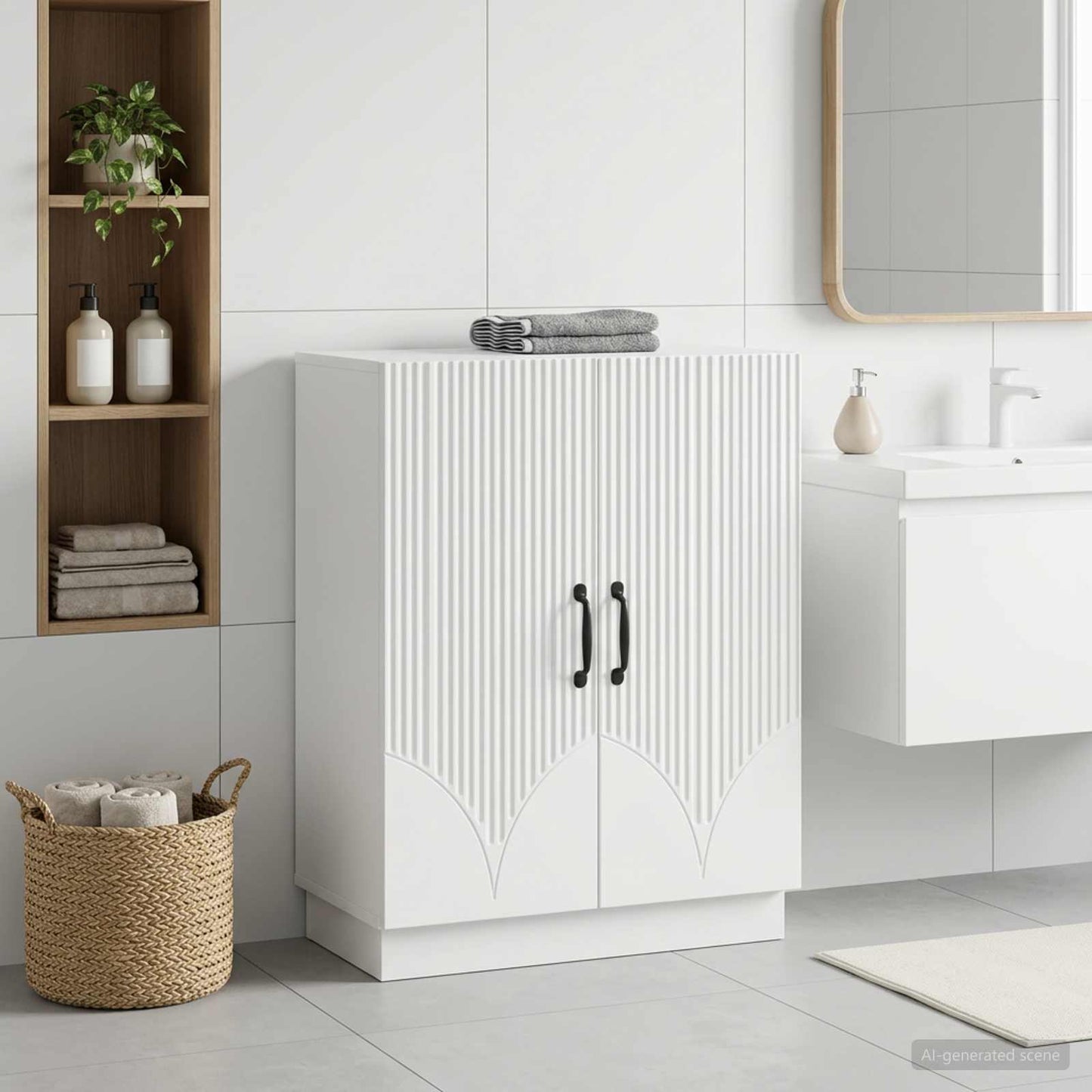 vidaXL Ντουλάπι Αποθήκευσης Μπάνιου HOORN Λευκό 59,5 x 31 x 77 εκ.