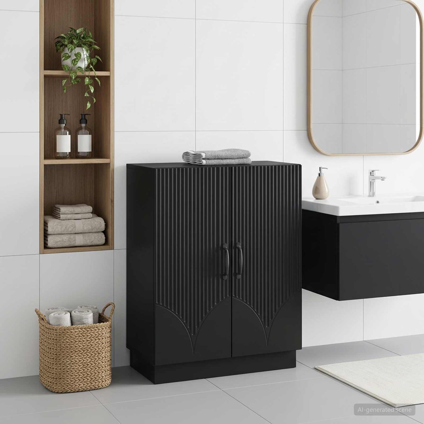 vidaXL Ντουλάπι Αποθήκευσης Μπάνιου HOORN Μαύρο 59,5 x 31 x 77 εκ.