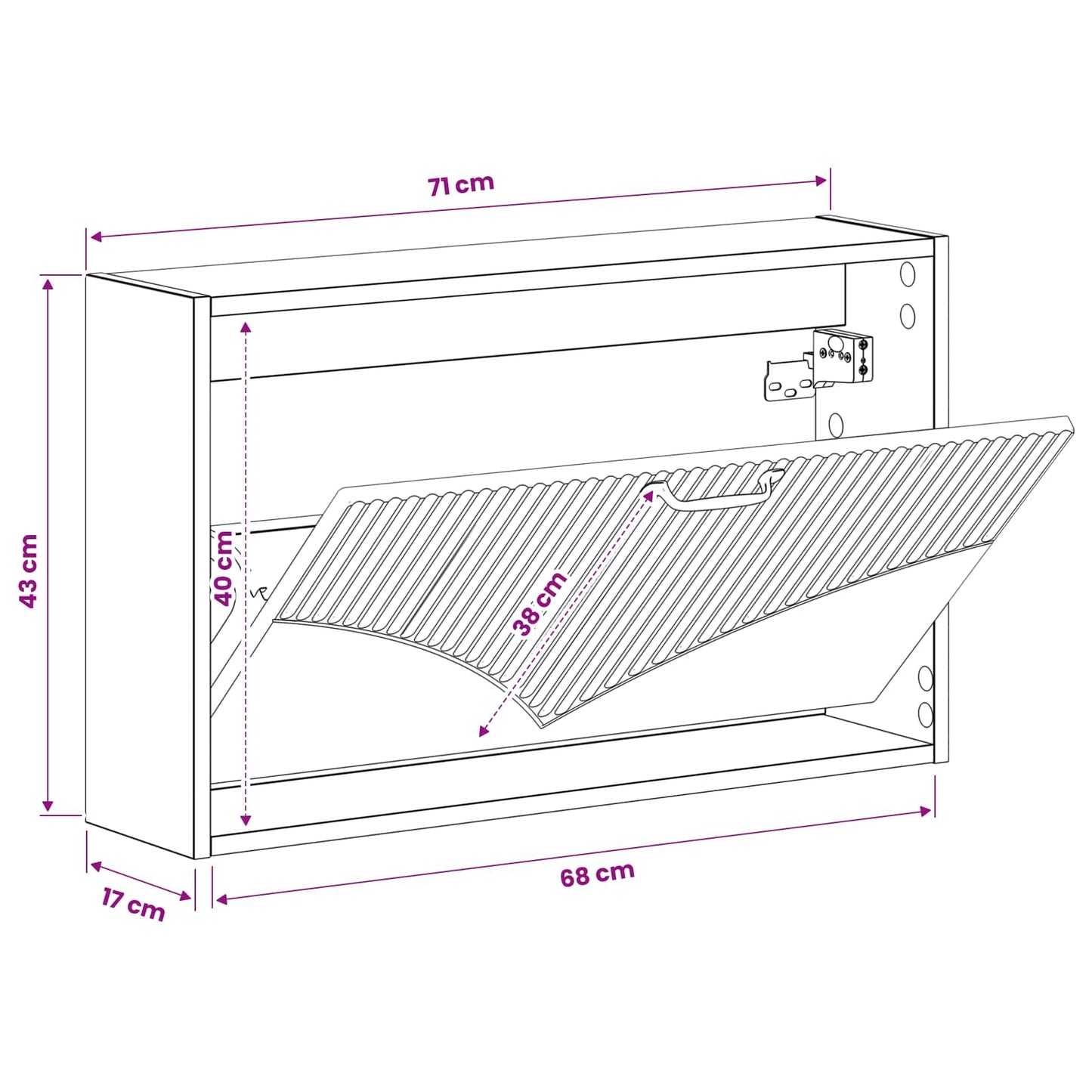 vidaXL Τοίχου Ντουλάπα Παπουτσιών HOORN 71 x 17 x 43 εκ Λευκό