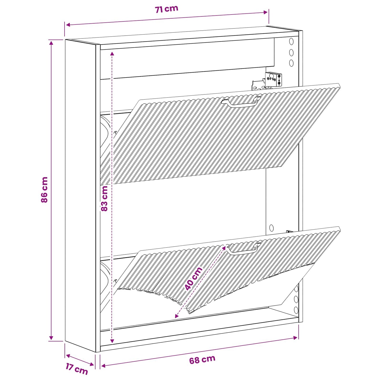 vidaXL Τοίχου Ντουλάπα Παπουτσιών HOORN 71 x 17 x 86 εκ.