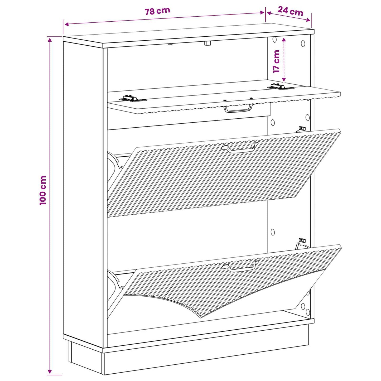 vidaXL Ντουλάπα Παπουτσιών HOORN 78 x 24 x 100 εκ. Επεξεργασμένο Ξύλο