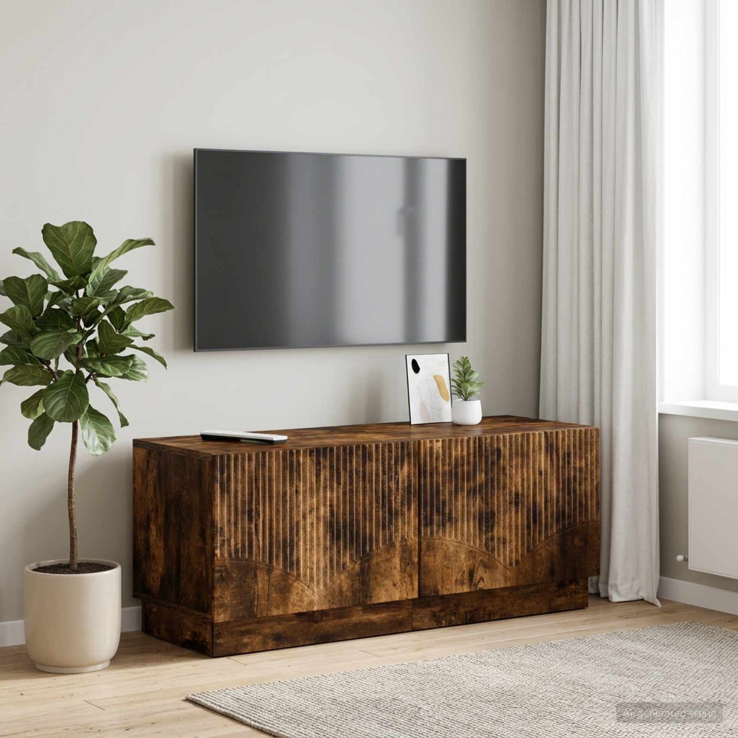 vidaXL Ντουλάπι TV Καπνισμένο Ξύλο Δρυός Επεξεργασμένο Ξύλο