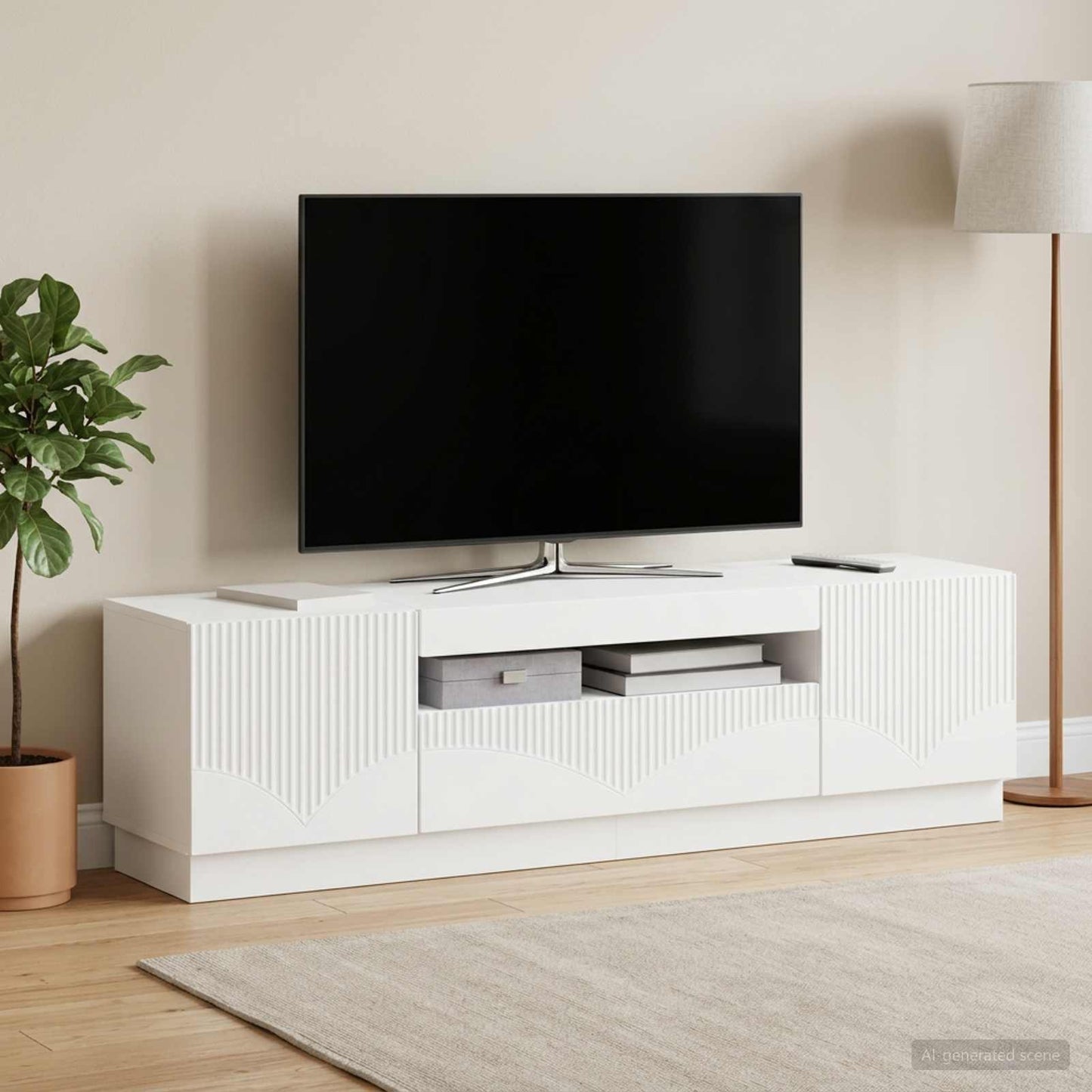vidaXL Ντουλάπα LED Τηλεόρασης Λευκό Επεξεργασμένο Ξύλο