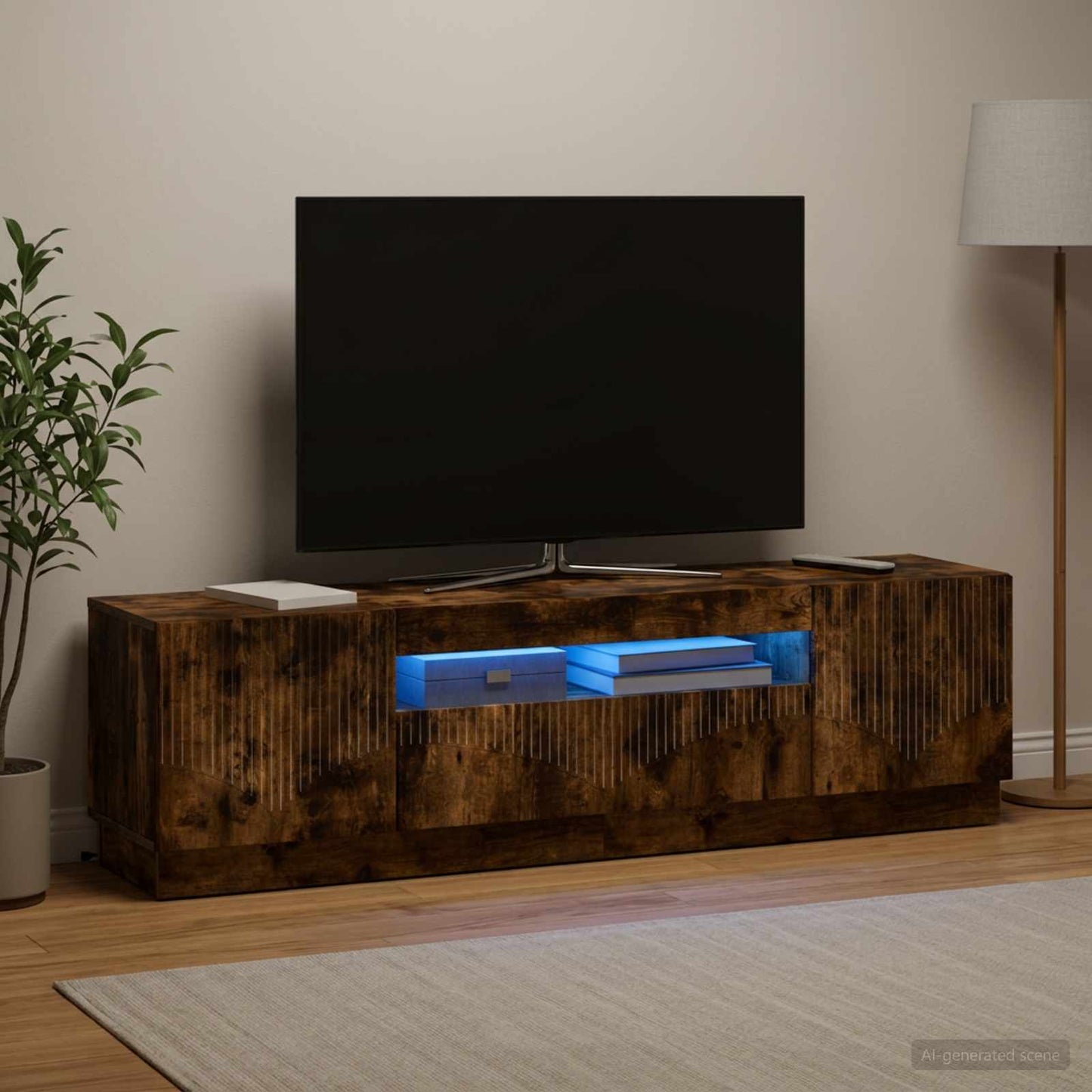 vidaXL Ντουλάπα LED Τηλεόρασης Καπνισμένο Ξύλο Δρυός