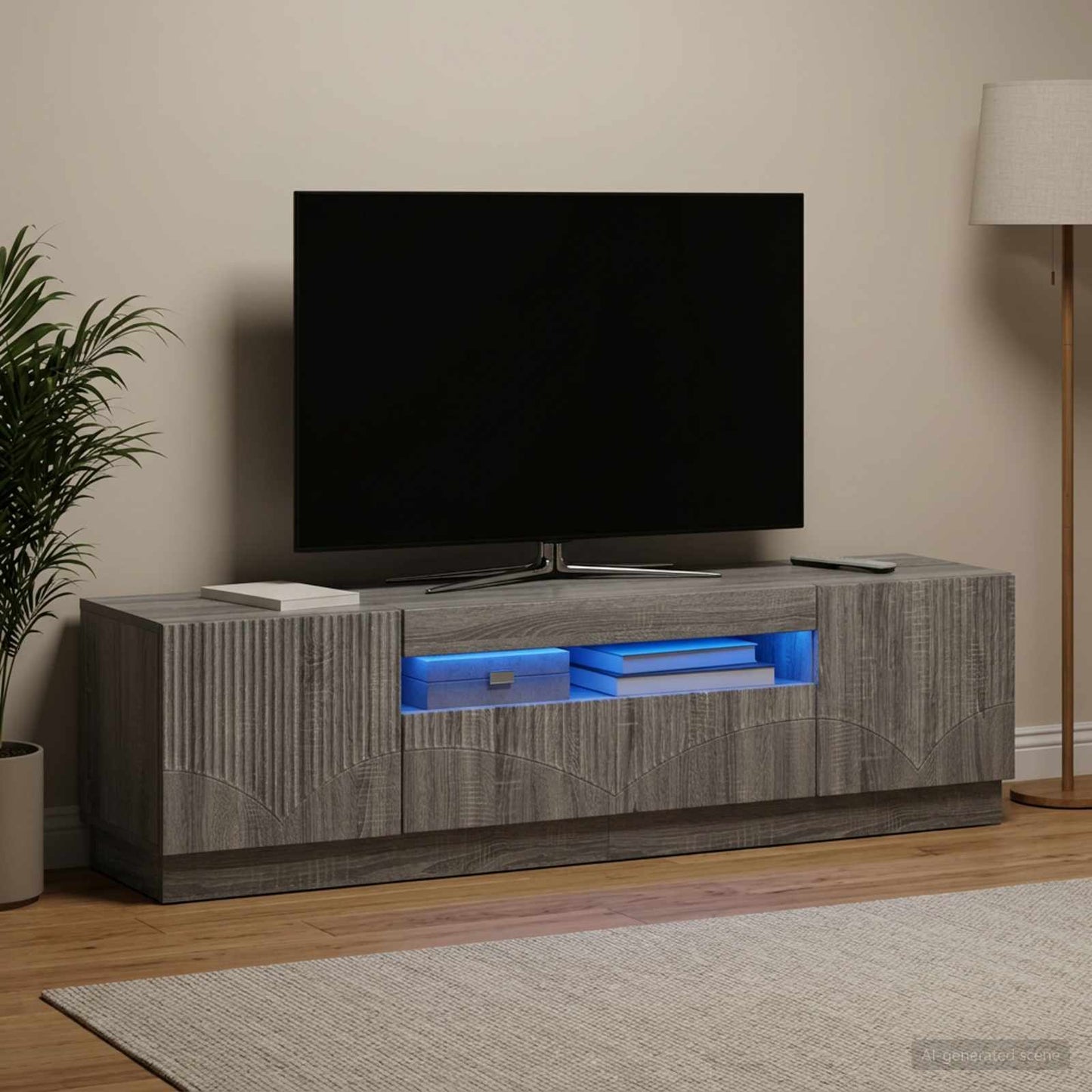 vidaXL Ντουλάπα LED Τηλεόρασης Γκρι Sonoma Επεξεργασμένο Ξύλο