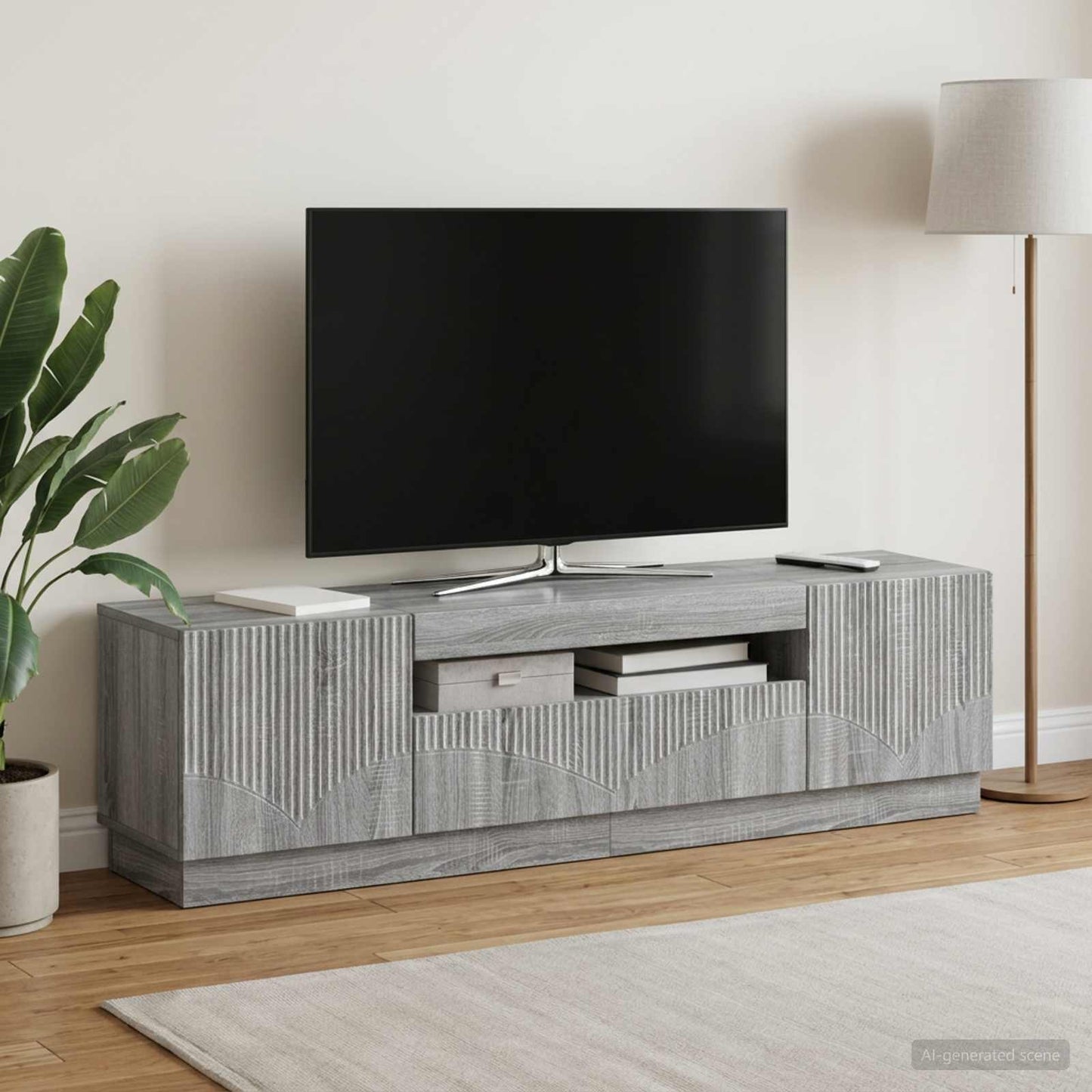 vidaXL Ντουλάπα LED Τηλεόρασης Γκρι Sonoma Επεξεργασμένο Ξύλο