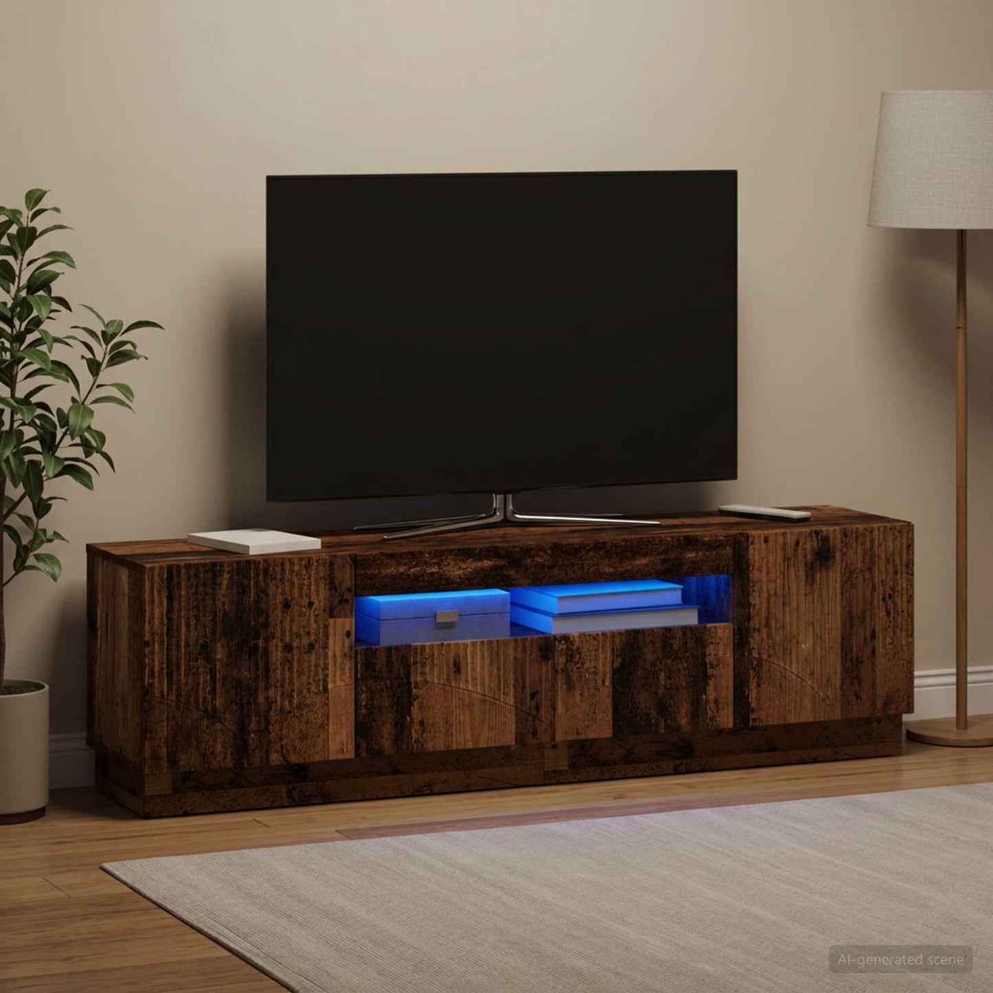vidaXL Ντουλάπα LED Τηλεόρασης Παλαιωμένο ξύλο Επεξεργασμένο Ξύλο