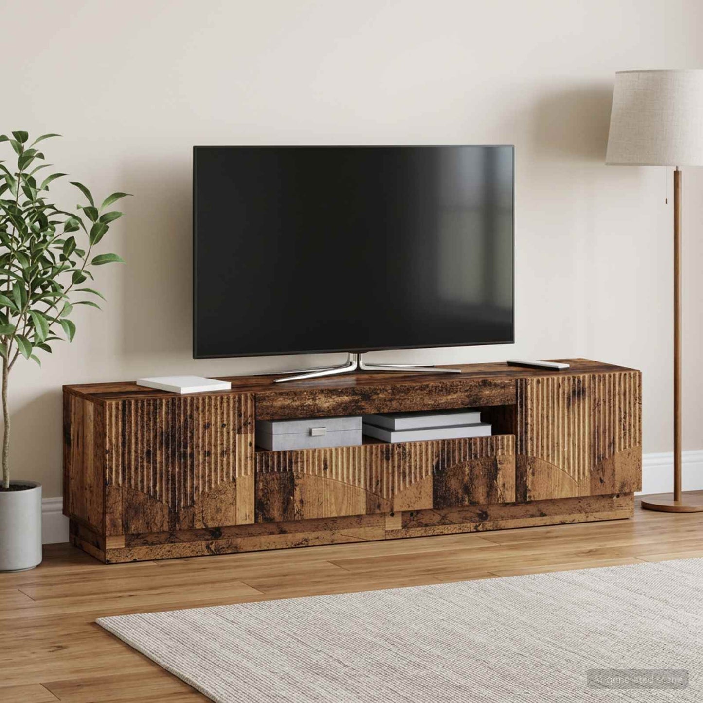 vidaXL Ντουλάπα LED Τηλεόρασης Παλαιωμένο ξύλο Επεξεργασμένο Ξύλο