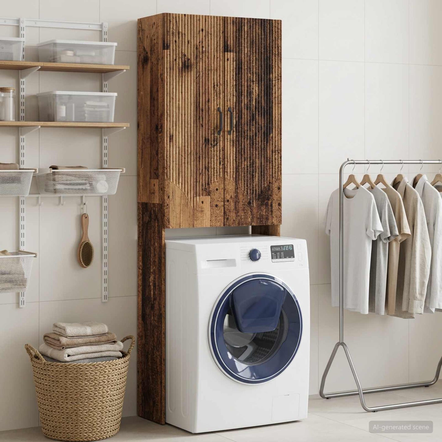 vidaXL Ντουλάπα τουαλέτας HOORN Παλαιωμένο ξύλο 66 x 25,5 x 190 εκ.