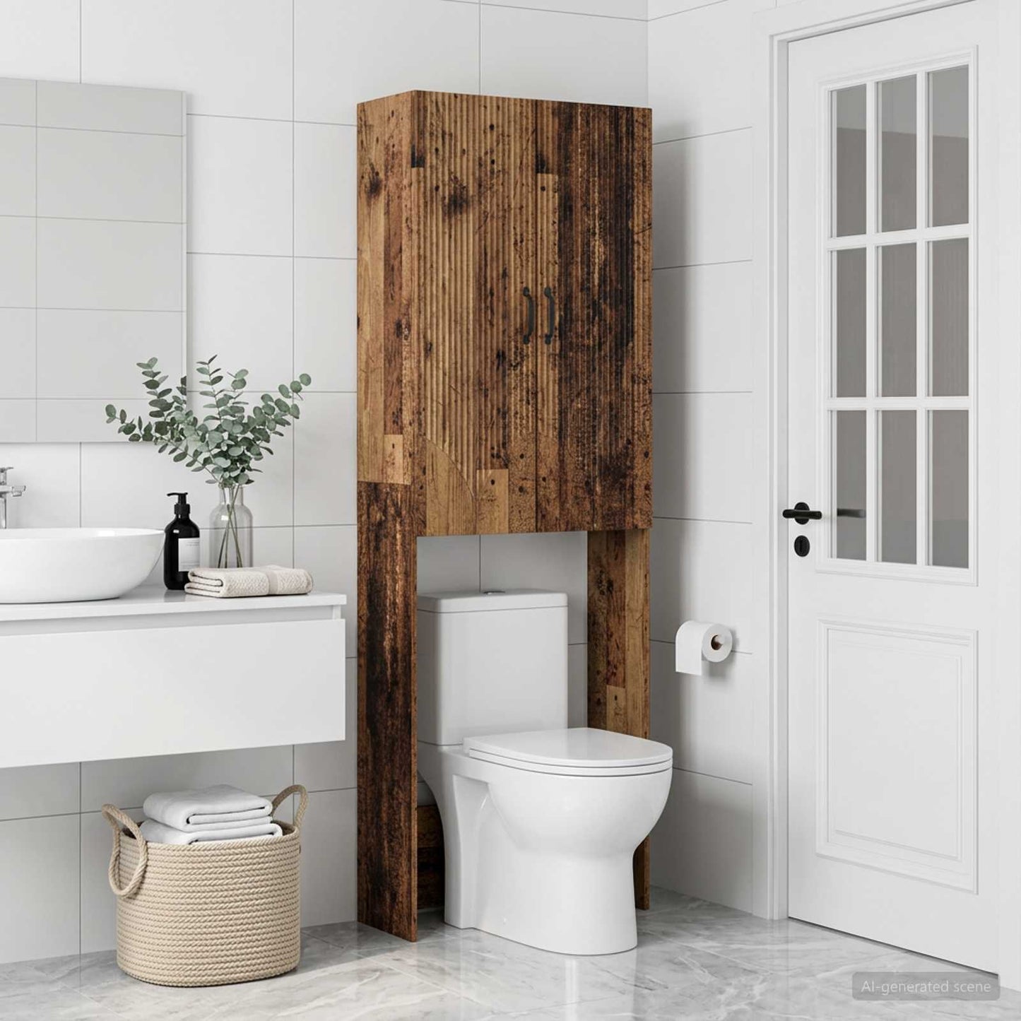 vidaXL Ντουλάπα τουαλέτας HOORN Παλαιωμένο ξύλο 66 x 25,5 x 190 εκ.