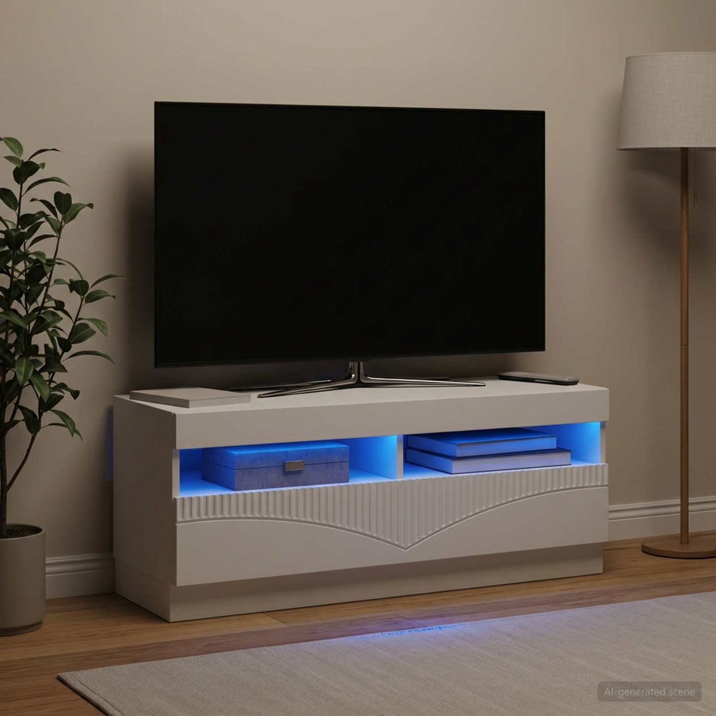 vidaXL Ντουλάπα LED Τηλεόρασης Λευκό Επεξεργασμένο Ξύλο