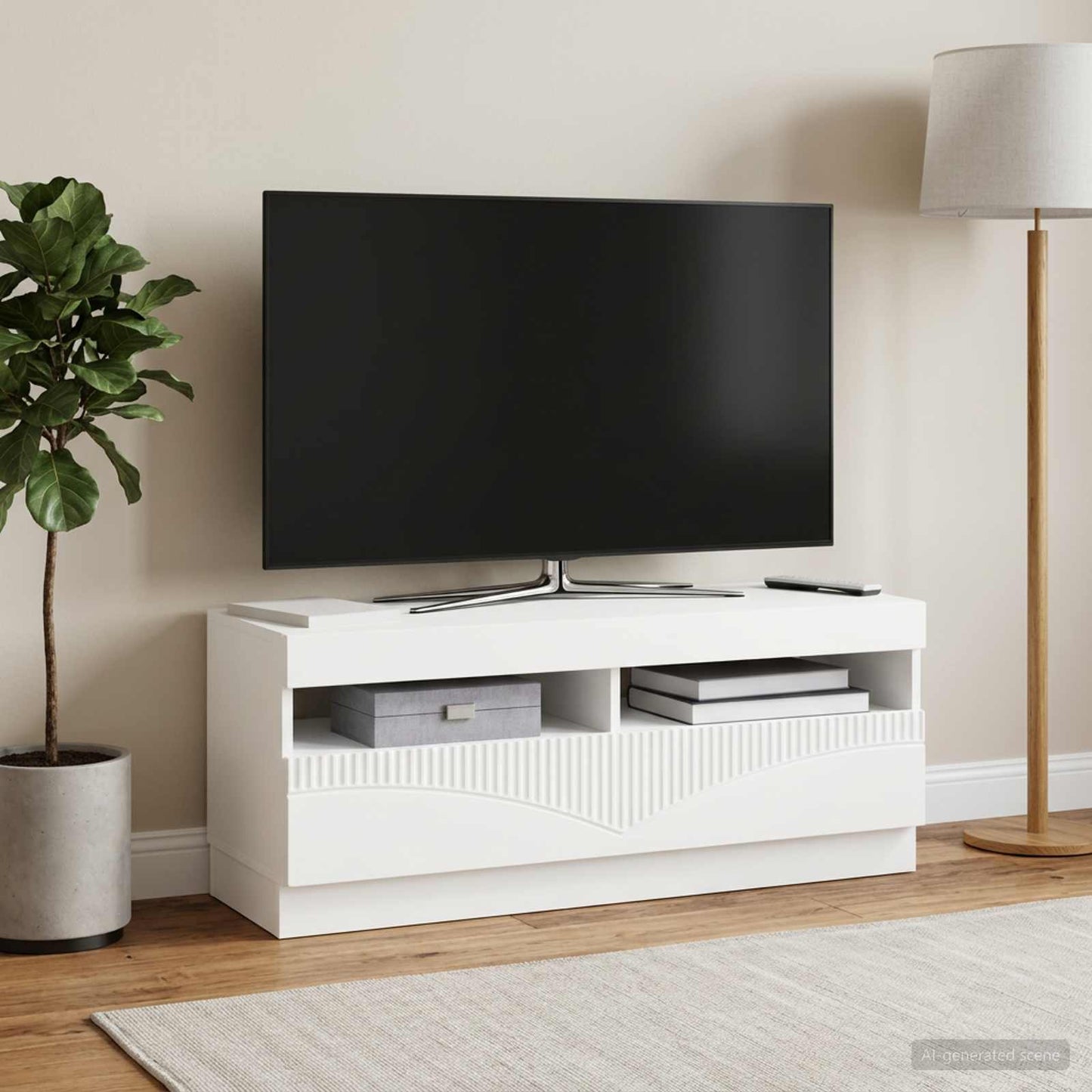 vidaXL Ντουλάπα LED Τηλεόρασης Λευκό Επεξεργασμένο Ξύλο
