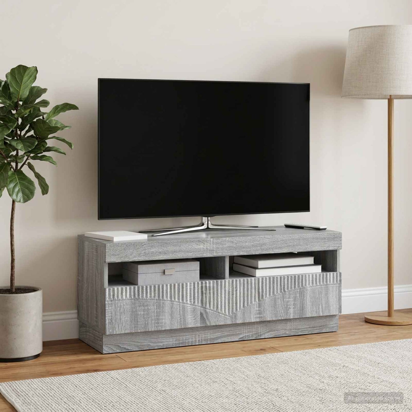 vidaXL Ντουλάπα LED Τηλεόρασης Γκρι Sonoma Επεξεργασμένο Ξύλο