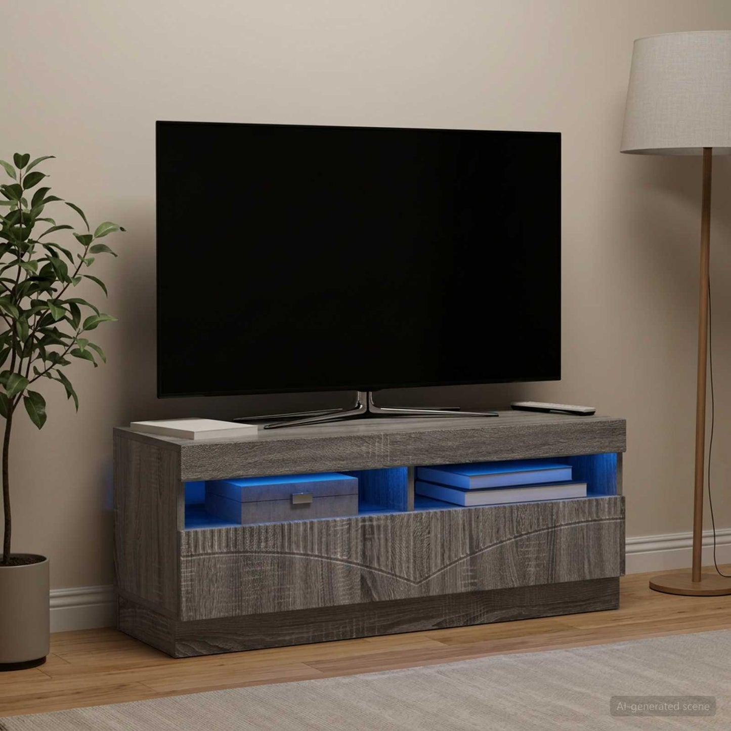 vidaXL Ντουλάπα LED Τηλεόρασης Γκρι Sonoma Επεξεργασμένο Ξύλο