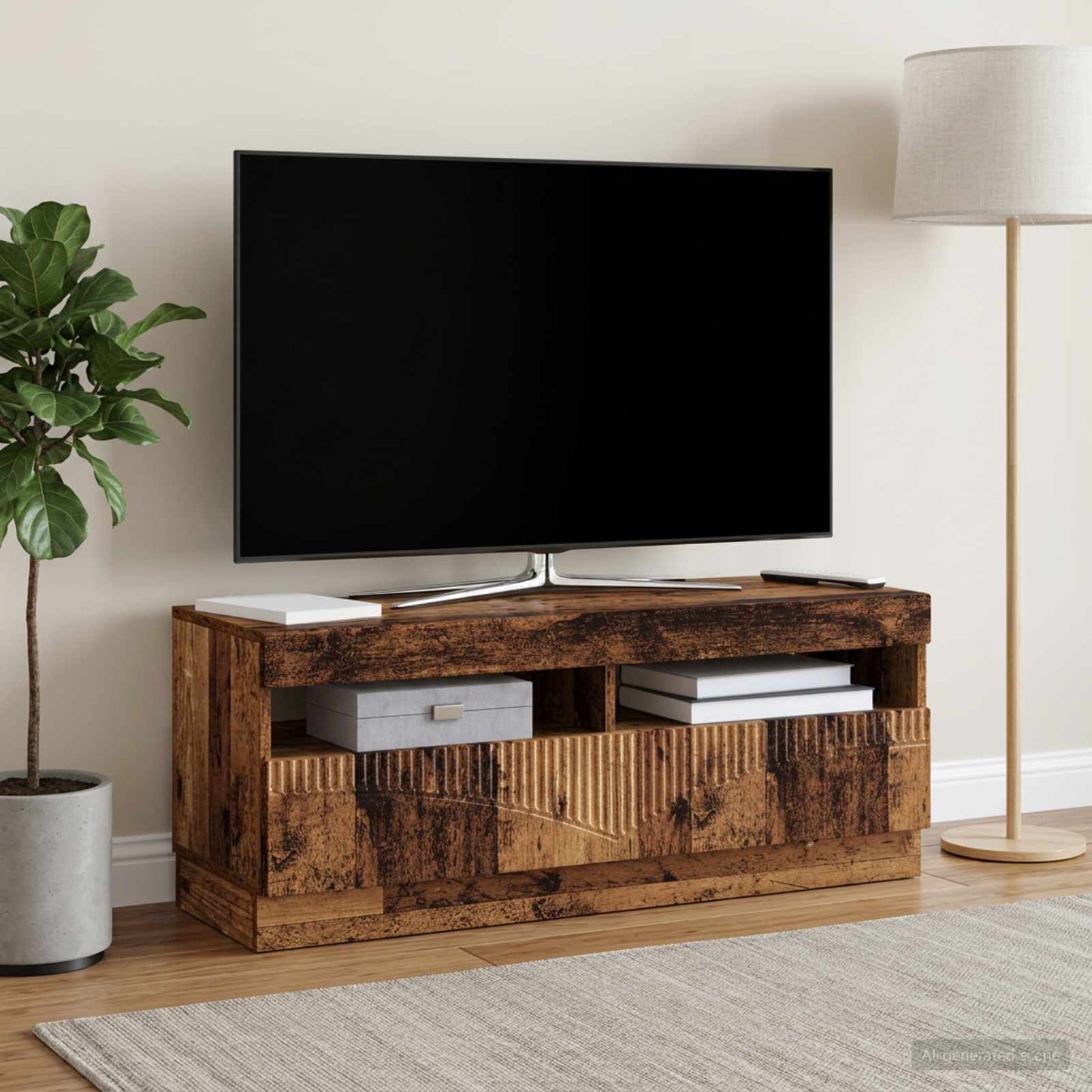 vidaXL Ντουλάπα LED Τηλεόρασης Παλαιωμένο ξύλο Επεξεργασμένο Ξύλο