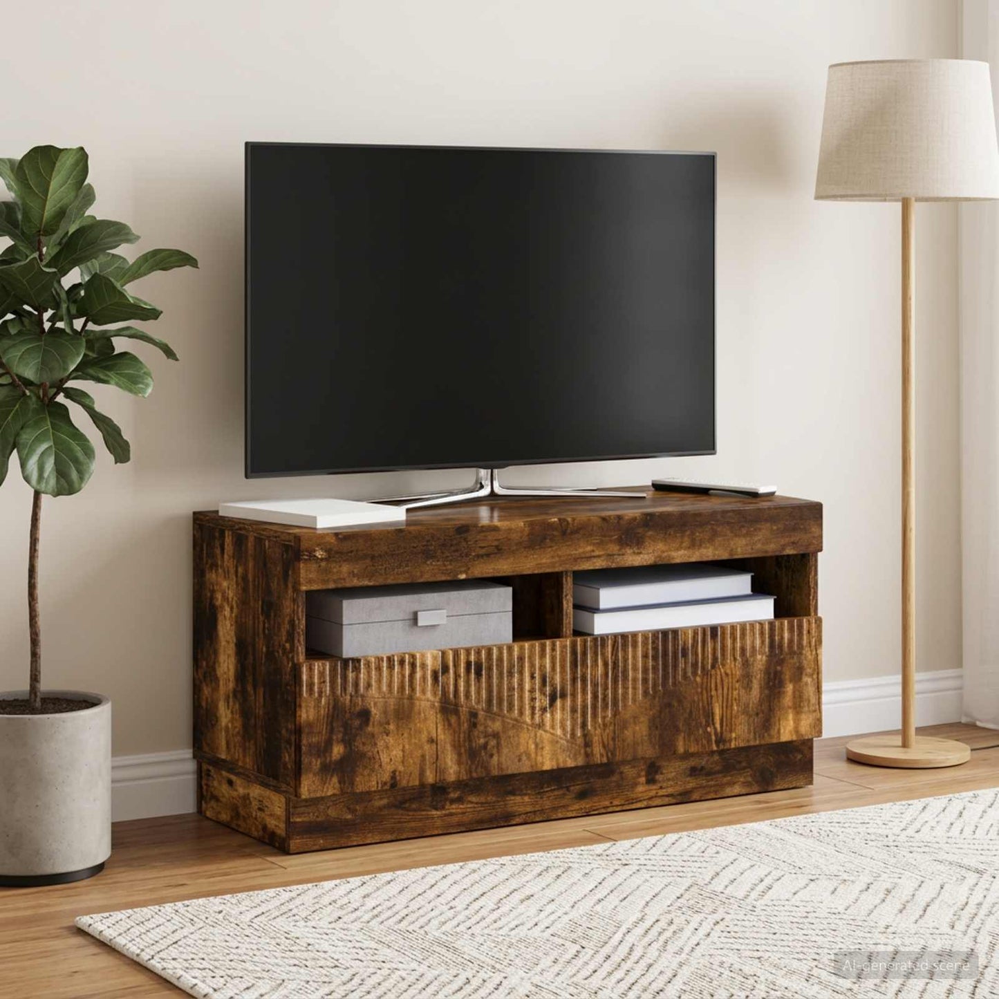 vidaXL Ντουλάπα LED Τηλεόρασης Καπνισμένο Ξύλο Δρυός