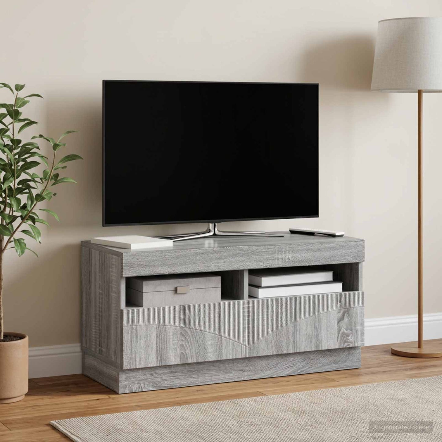 vidaXL Ντουλάπα LED Τηλεόρασης Γκρι Sonoma Επεξεργασμένο Ξύλο