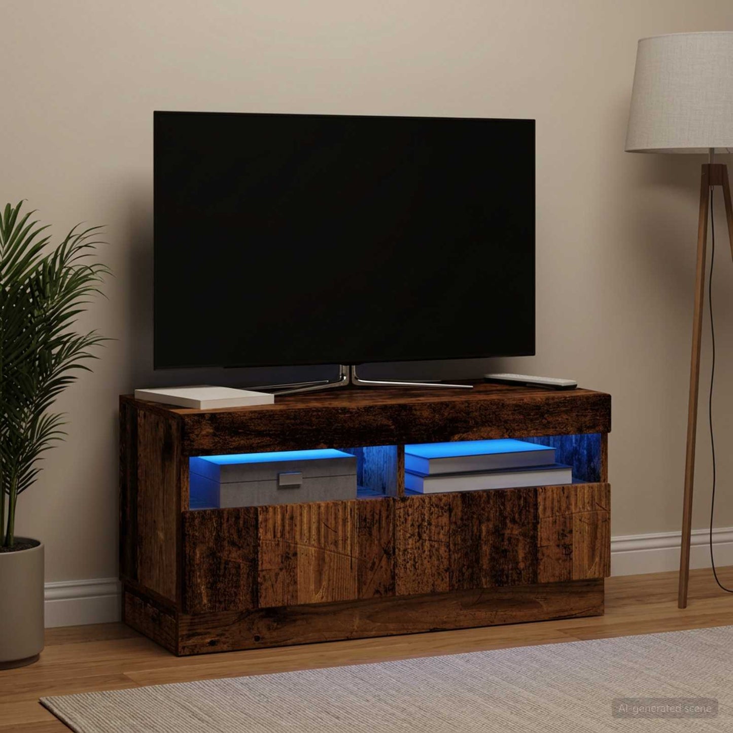 vidaXL Ντουλάπα LED Τηλεόρασης Παλαιωμένο ξύλο Επεξεργασμένο Ξύλο