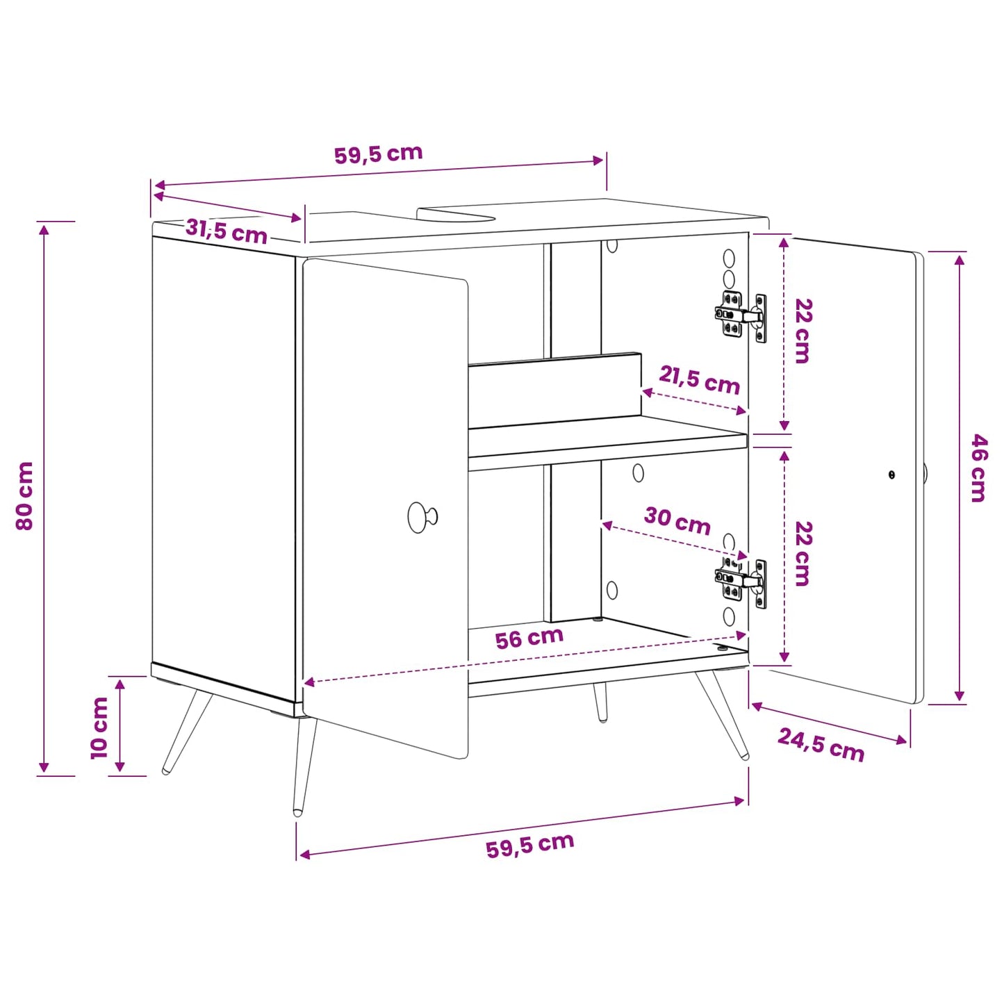 vidaXL Ντουλάπα Νιπτήρα Mπάνιου BREDA Μαύρο 59,5 x 31,5 x 59 εκ.