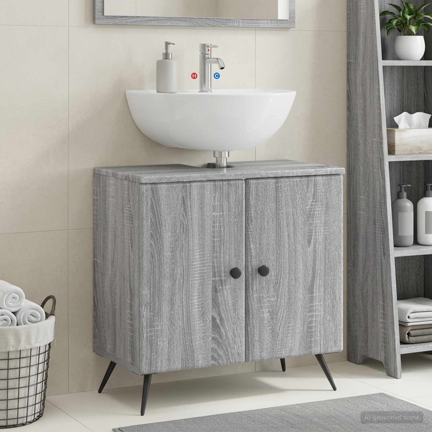 vidaXL Ντουλάπα Νιπτήρα Mπάνιου BREDA Γκρι Sonoma 59,5 x 31,5 x 59 εκ.