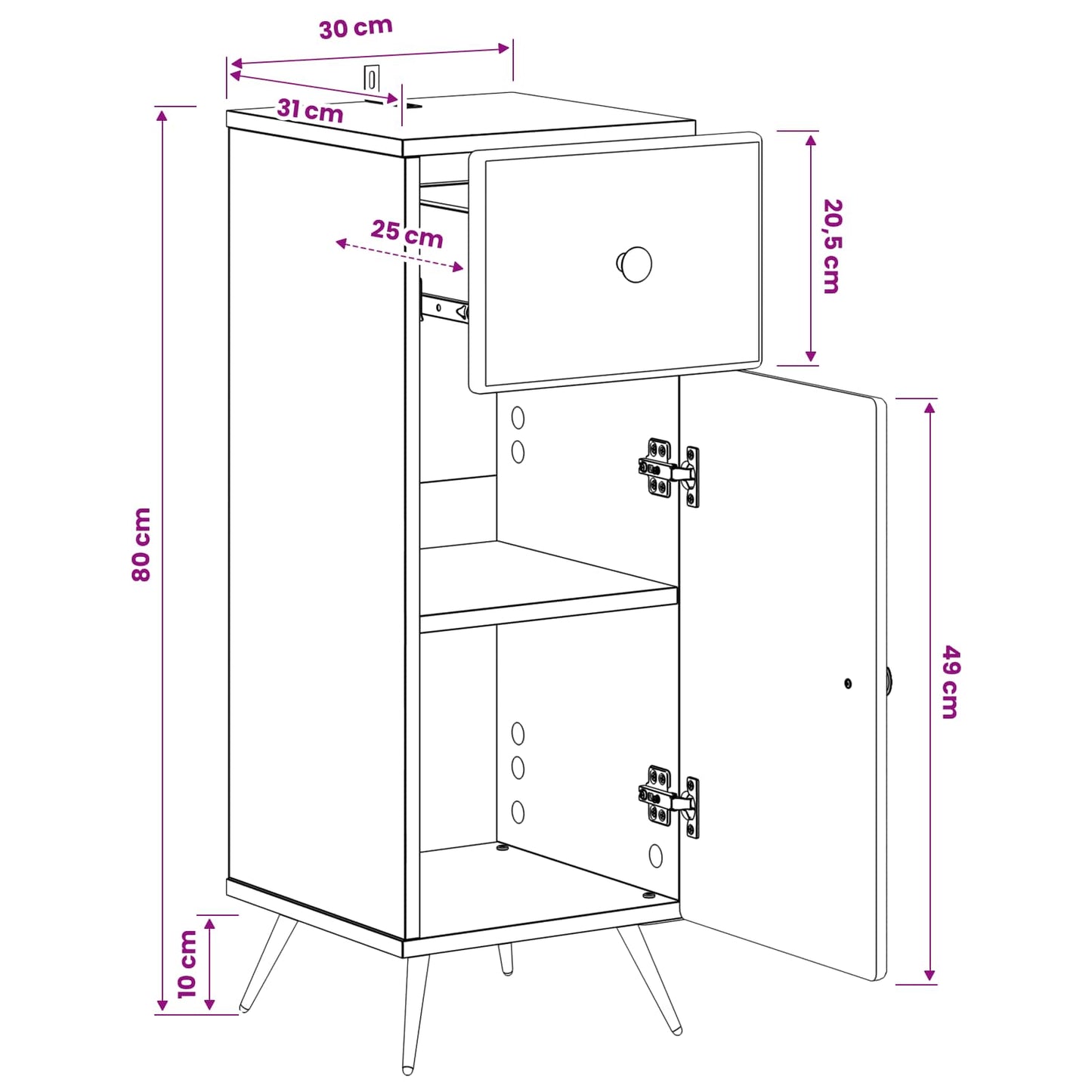 vidaXL Ντουλάπι Αποθήκευσης Μπάνιου BREDA Λευκό 30 x 31 x 80 εκ.