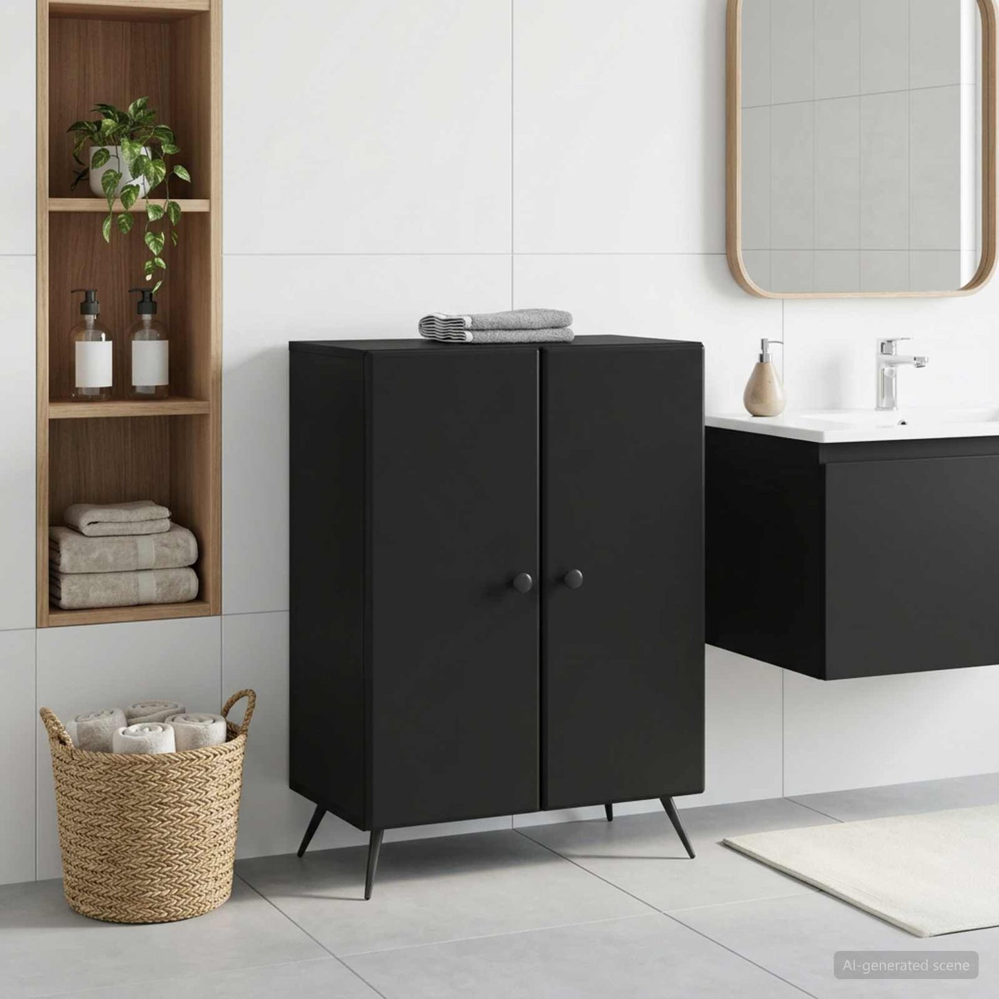 vidaXL Ντουλάπι Αποθήκευσης Μπάνιου BREDA Μαύρο 59,5 x 31 x 80 εκ