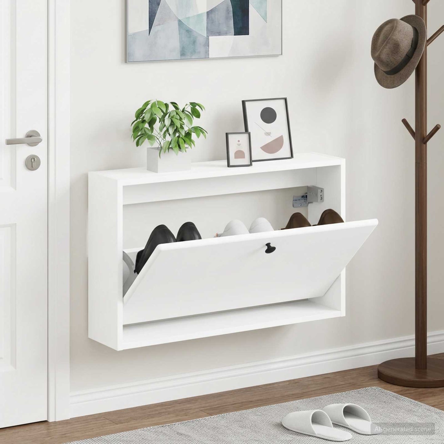 vidaXL Τοίχου Ντουλάπα Παπουτσιών BREDA 71 x 17 x 43 εκ Λευκό