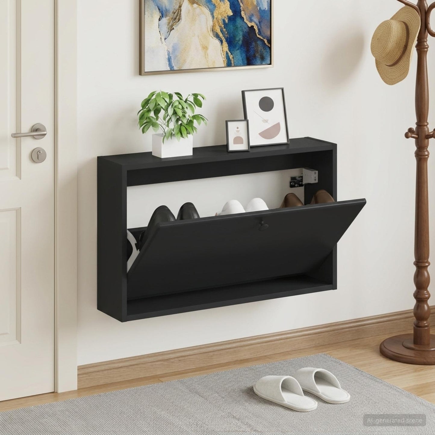 vidaXL Τοίχου Ντουλάπα Παπουτσιών BREDA 71 x 17 x 43 εκ Μαύρο
