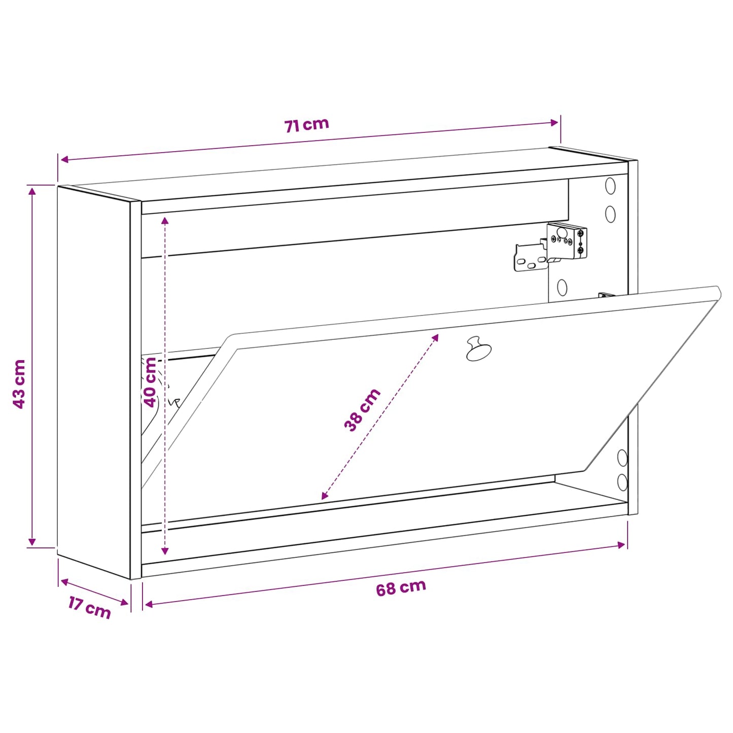 vidaXL Τοίχου Ντουλάπα Παπουτσιών BREDA 71 x 17 x 43 εκ Γκρι Sonoma